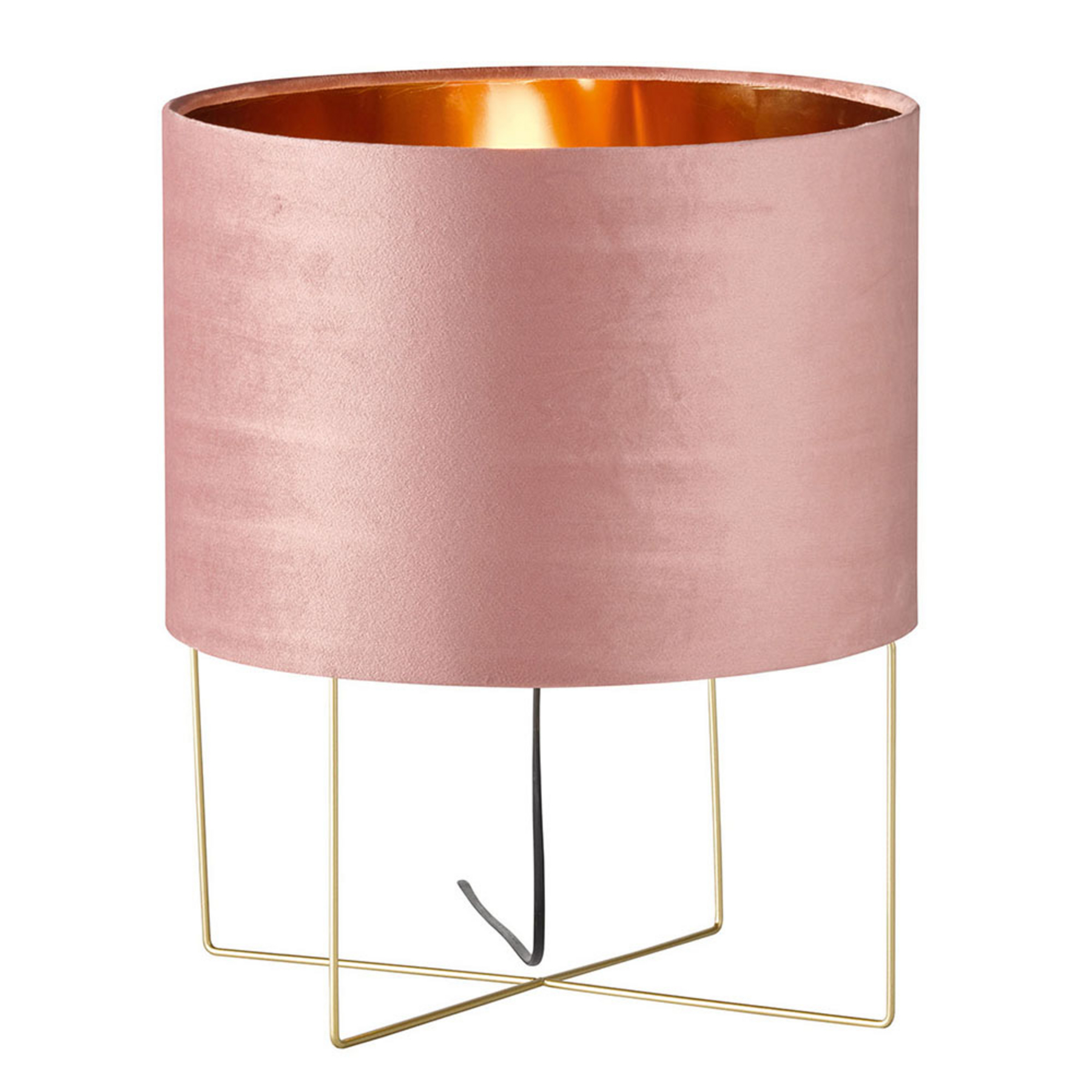 Fischer & Honsel Aura table lamp velvet lampshade height 43 cm pink, for Living / Dining Room, metal, fabric, E27, 40 W, energy efficiency: A++, H: 43 cm