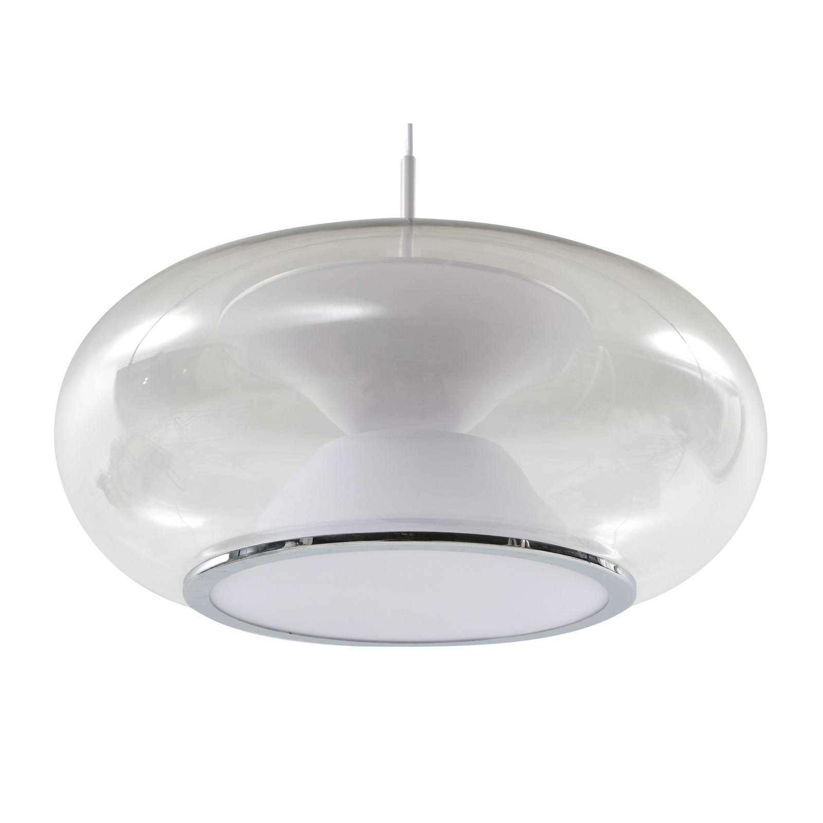 Lucande Orasa LED rippvalgusti, klaas, valge/selge, Ø 43 cm