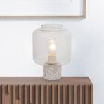 X Vessel table lamp, white / clear, concrete, glass