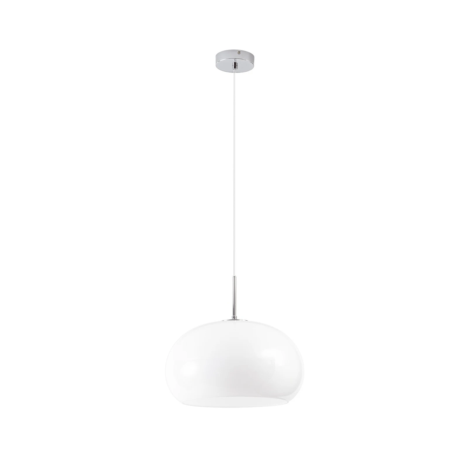 NOLA Hängeleuchte Owen, Ø 35 cm, Glas, chrom/weiß