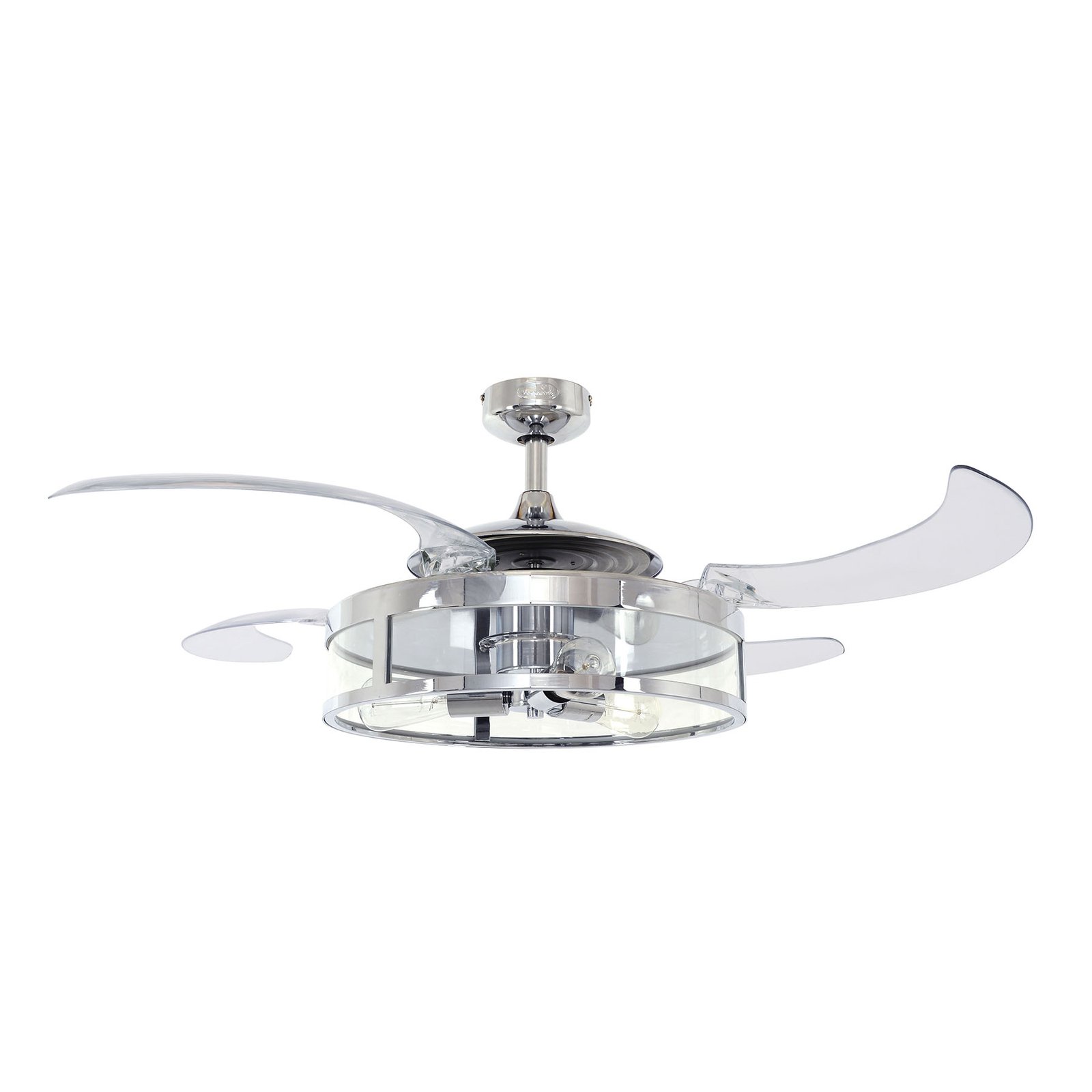 Fanaway Classic ceiling fan with light, chrome