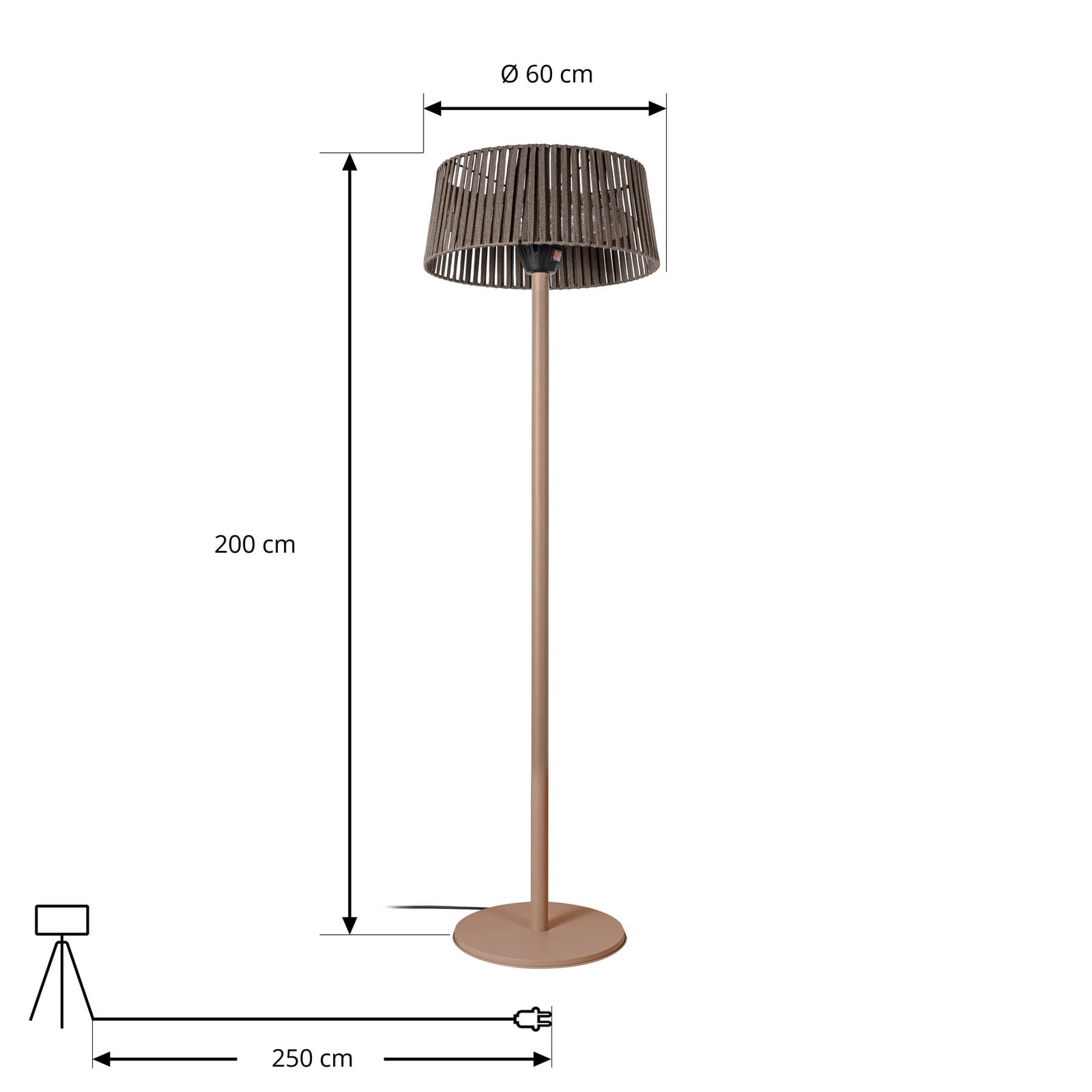 Radiateur rayonnant Pyravo, marron, 200 cm, aluminium, IP44 - Lucande Radiateur rayonnant Pyravo, marron, 200 cm, aluminium, IP44 - Lucande
