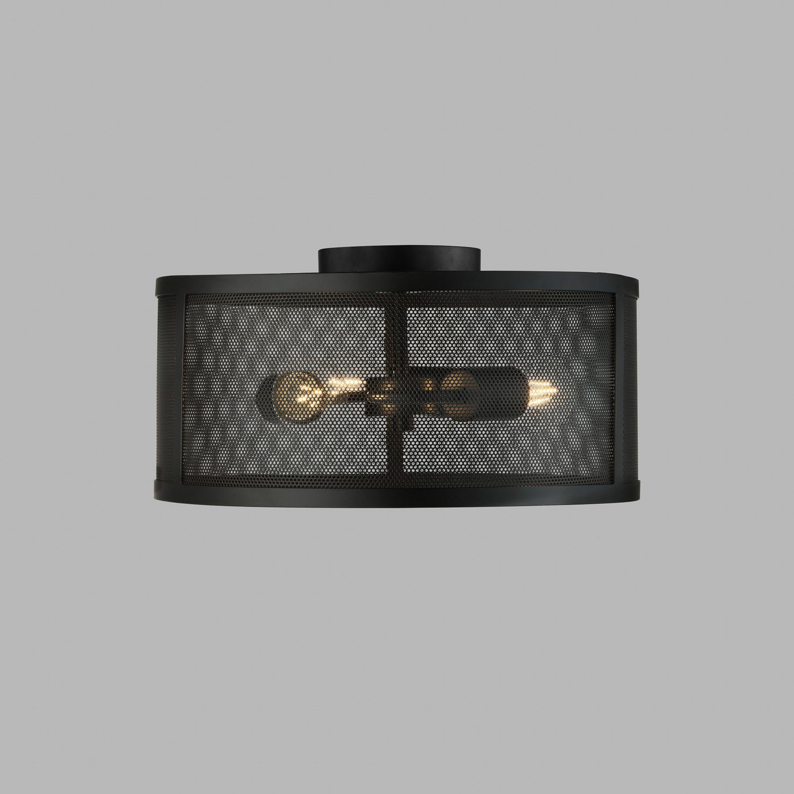 Mrežasta stropna svjetiljka izrađena od metala u crnoj boji