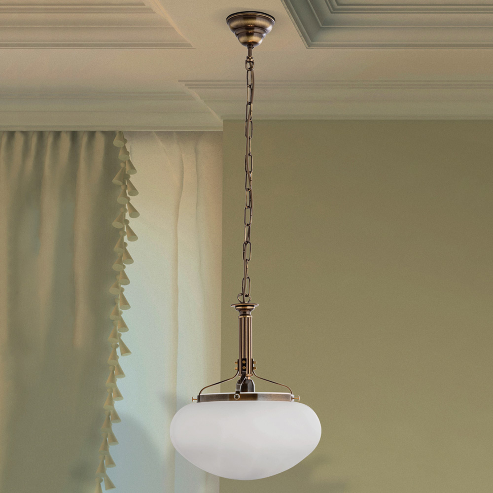Delia hanging light in antique brass, one-bulb