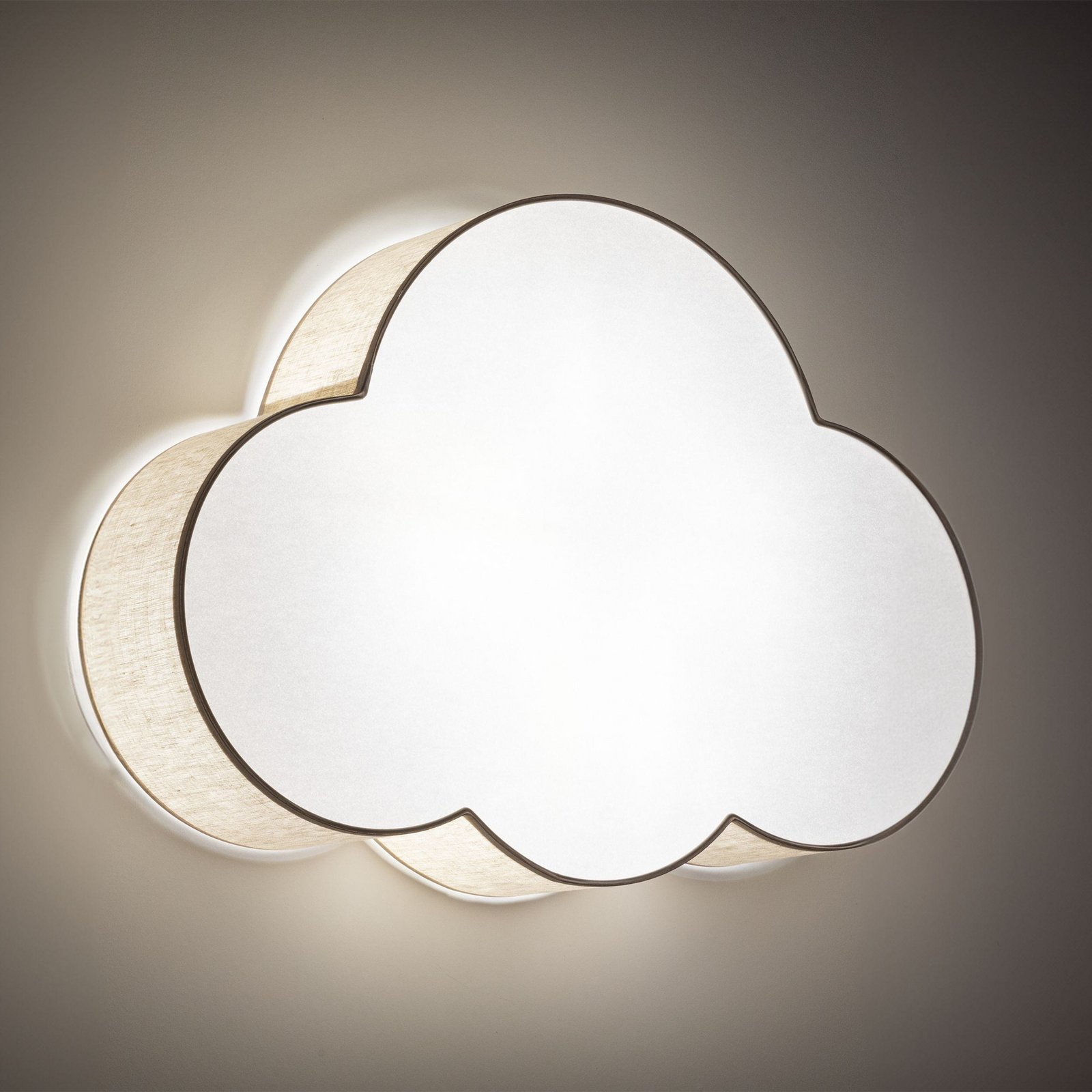 Plafonnier Cloud, beige, longueur 63 cm, lin/plastique