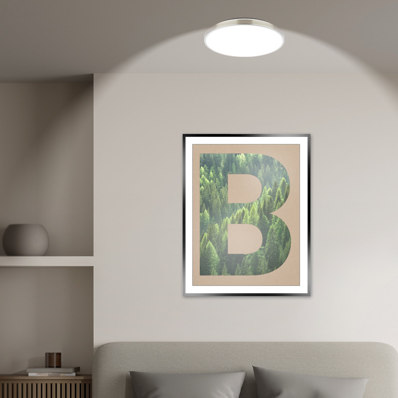 LED lubų šviestuvas „Kaida“, matinis nikelis, Ø 38 cm, EEK A, 4000 K LED lubų šviestuvas „Kaida“, matinis nikelis, Ø 38 cm, EEK A, 4000 K