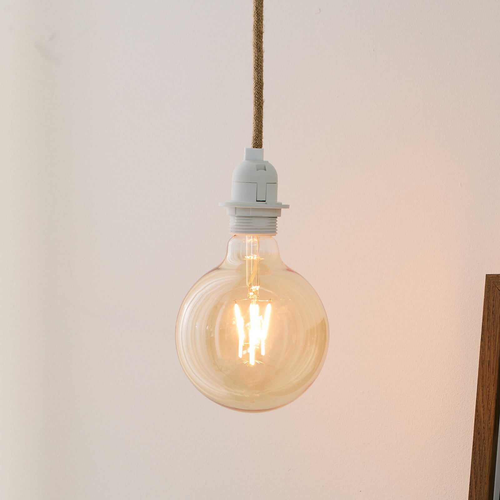 BASIC hængelampe, hvid/brun, Ø 8 cm, E27 – Halo Design - Metal - Med én lyskilde billede