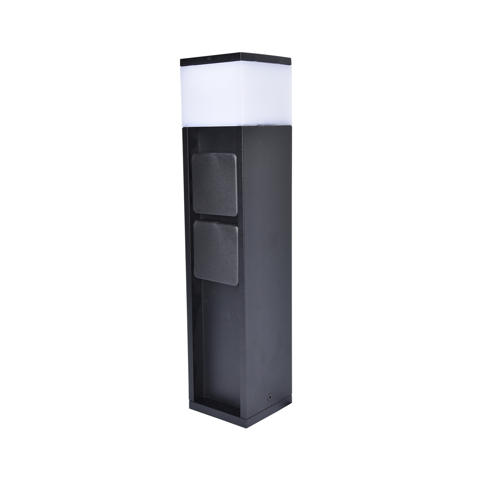 MAINS LED pedestal light, black, 37 cm, IP54, 2 power points MAINS LED pedestal light, black, 37 cm, IP54, 2 power points
