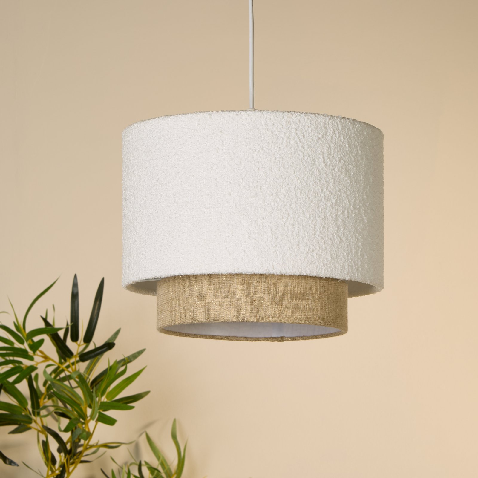 Willadeen pendant light, white/beige, linen, Ø 30 cm, E27 Willadeen pendant light, white/beige, linen, Ø 30 cm, E27