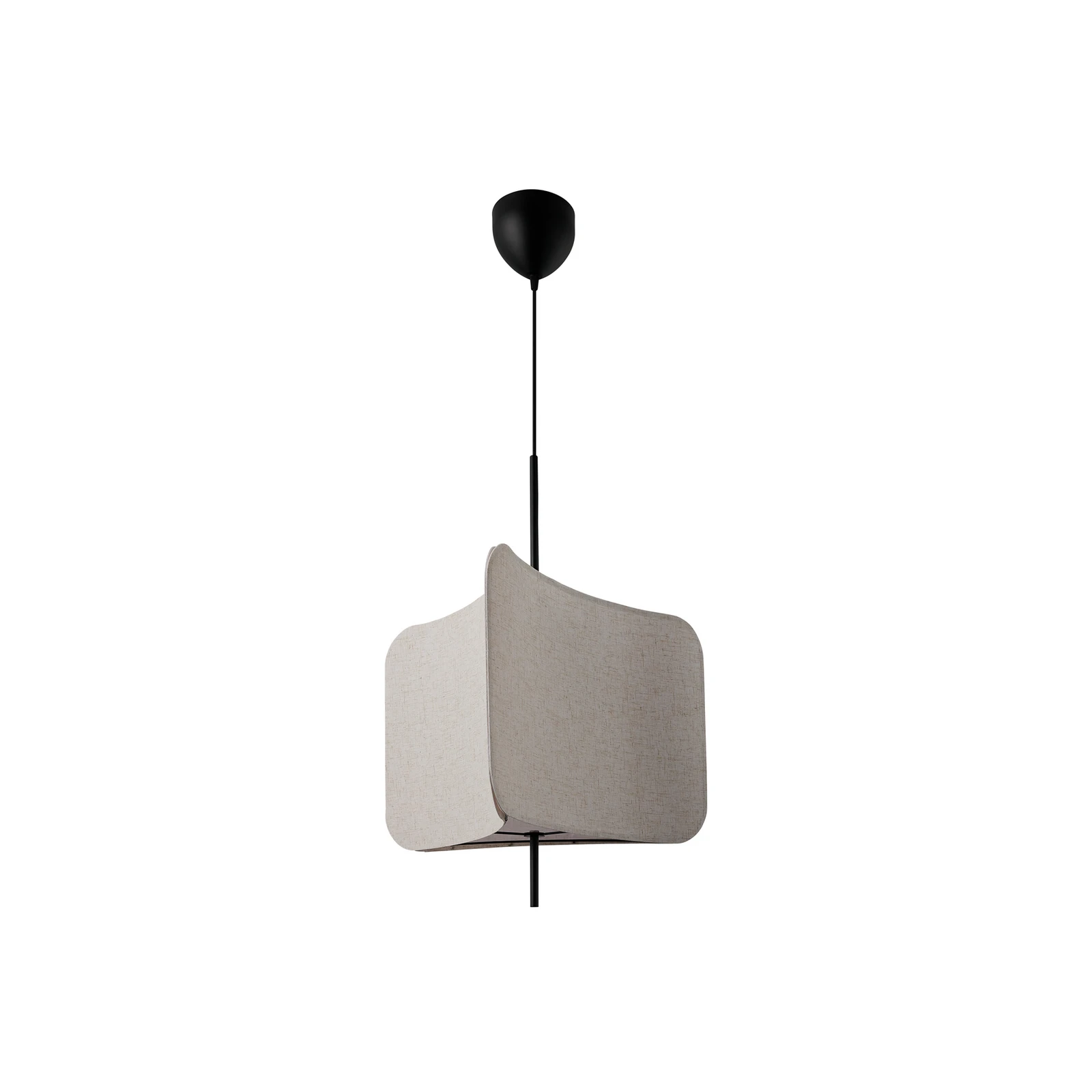 Lámpara colgante Tinto, pantalla textil triangular, negro/beige