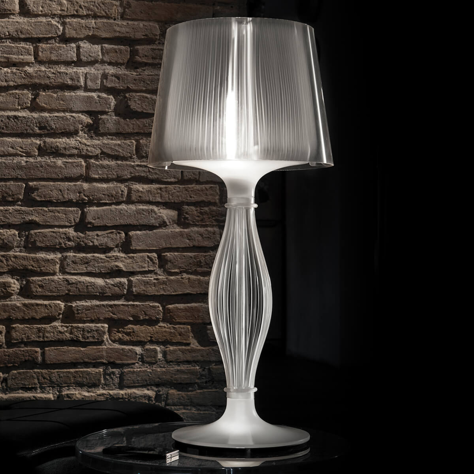 Slamp Stylish Liza designer table lamp, pewter, for Living / Dining Room, Lentiflex®, Pewterflex®, energy efficiency: A++, H: 70 cm