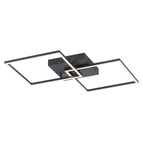 LED-Deckenleuchte Iven, schwarz 2-flammig Quadrat