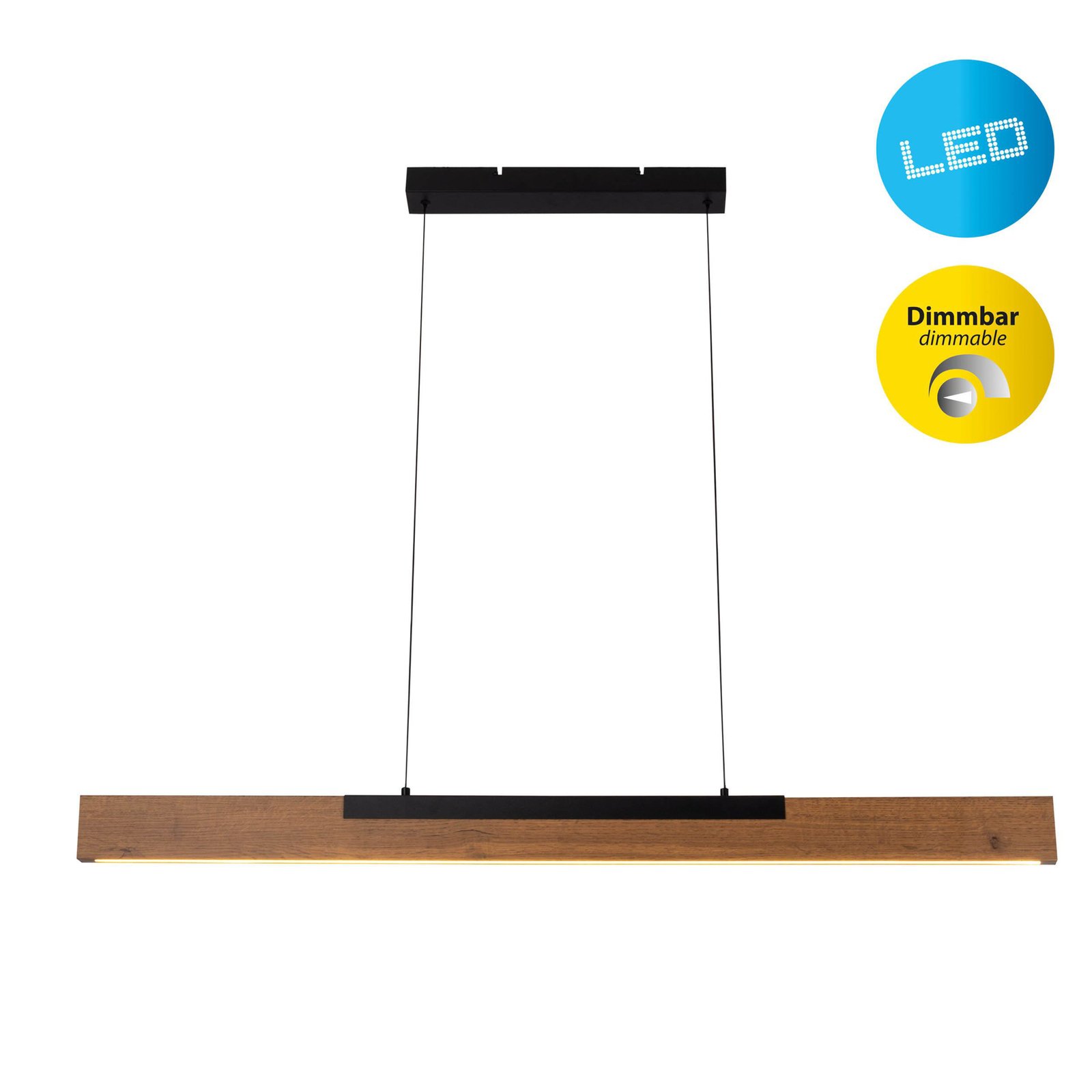 Wilma hanglamp, hout, lengte 122 cm, dimbaar