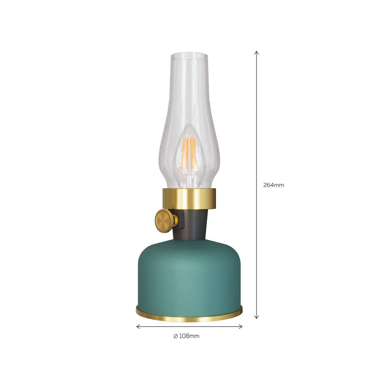 Calex LED-Akku-Tischleuchte Lavinio, grün, Laterne, Dimmer