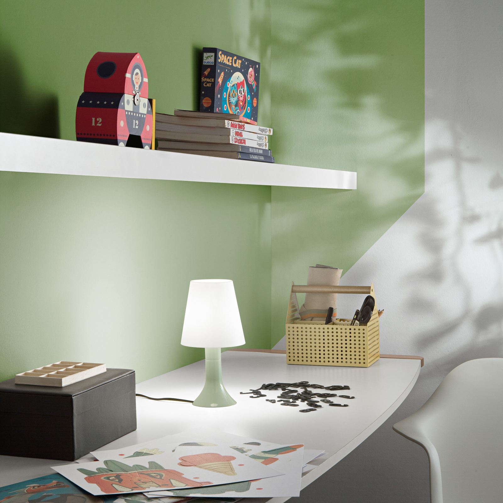 Lampă de masă BINGO Lumetto, verde/alb, înălțime 24,5 cm Lampă de masă BINGO Lumetto, verde/alb, înălțime 24,5 cm