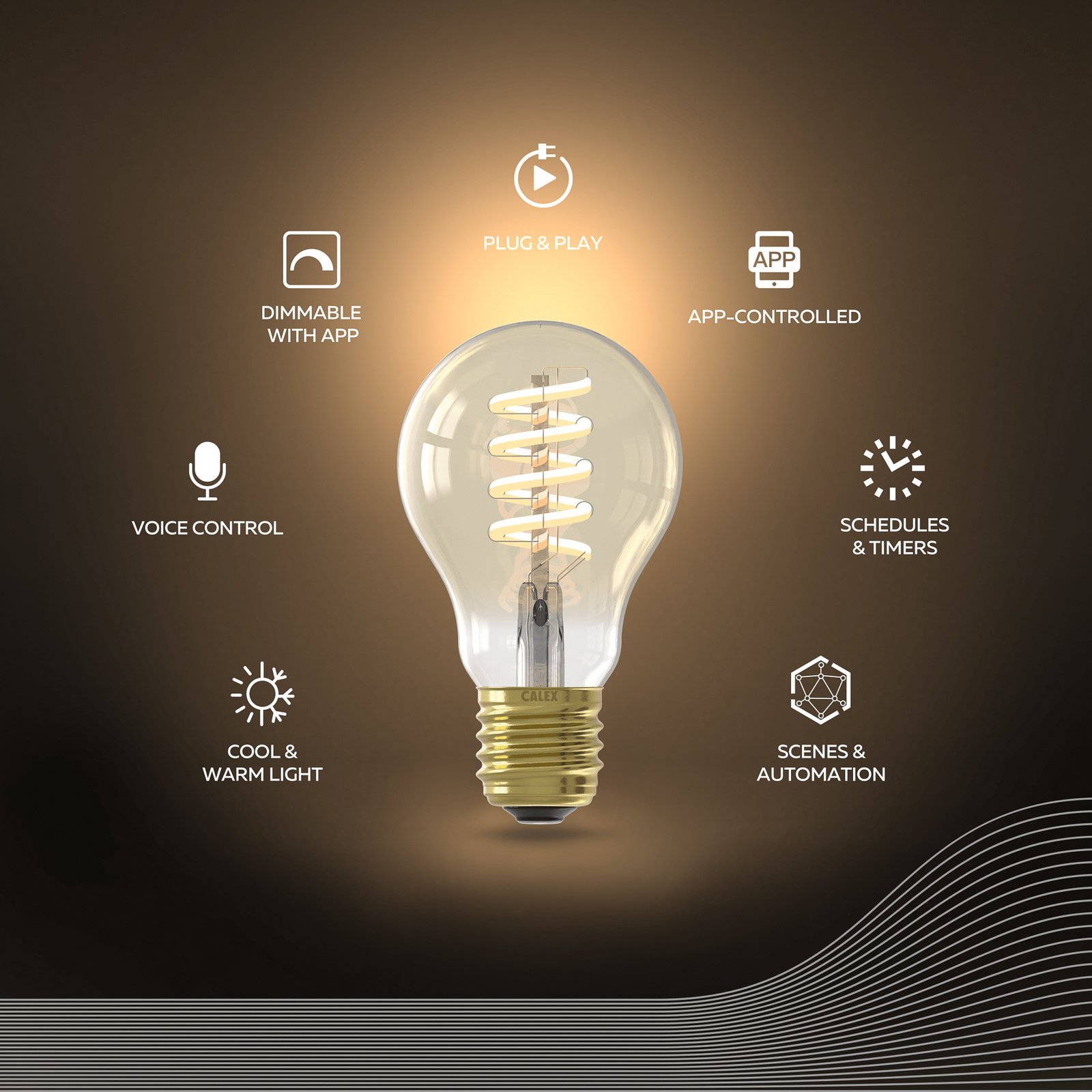 Calex Smart LED E27 7W A60 1800 - 3000 K Filament 2-pack