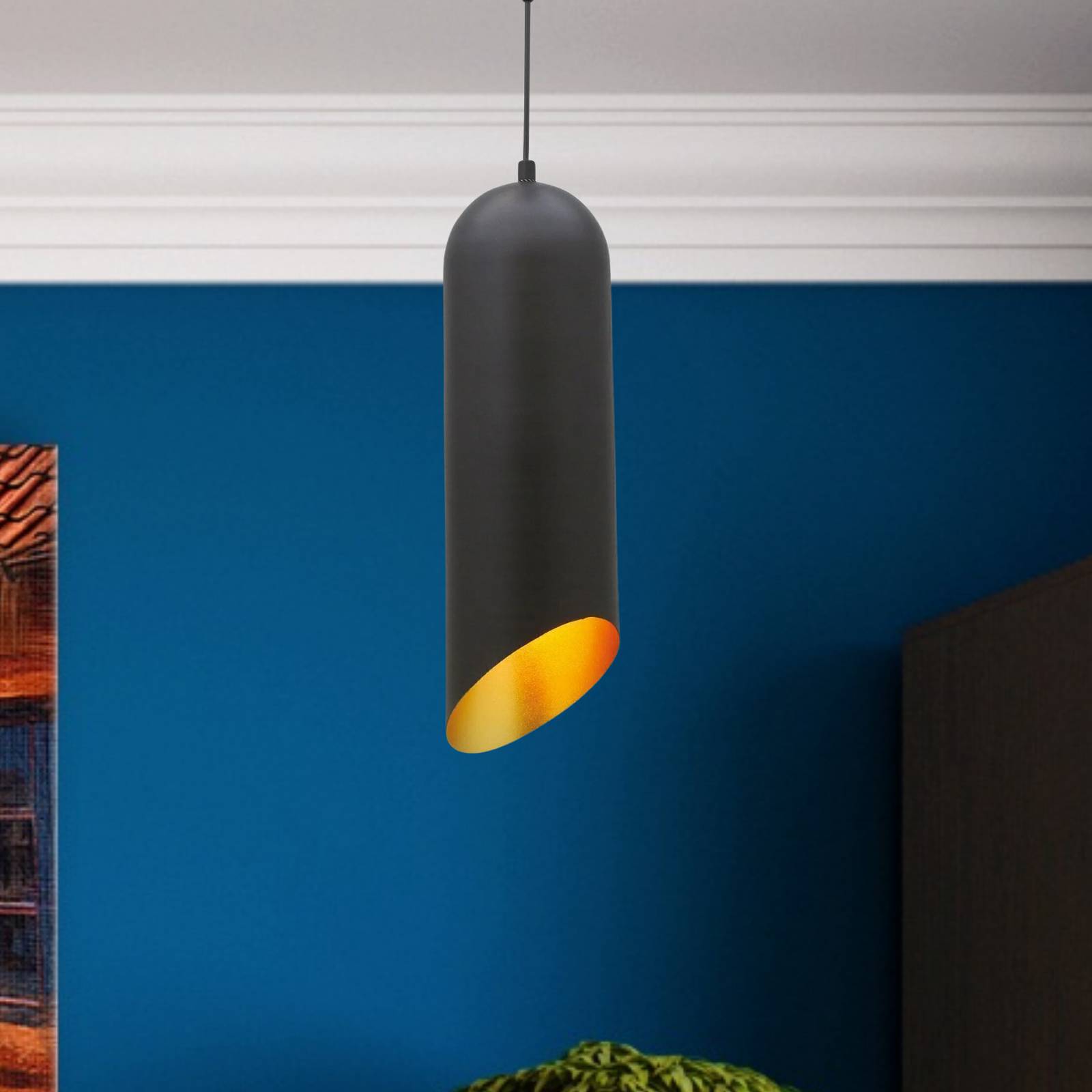 Lampa wisząca Kerina, czarna, Ø 12 cm, metal, E27