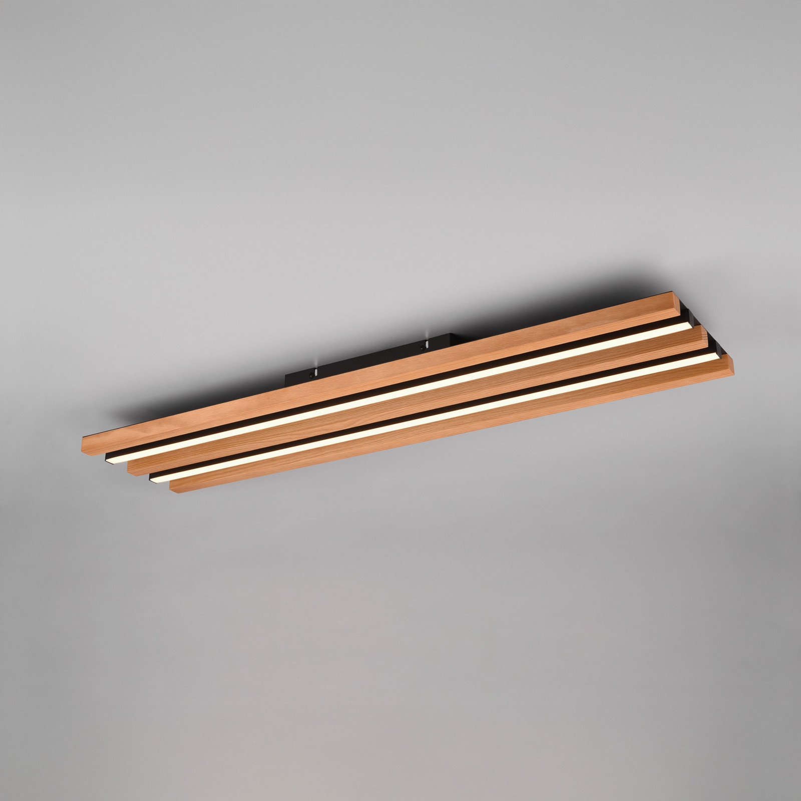 Trio Lighting Plafonieră LED Fontana 80 x 20 cm lemn/negru lemn/metal - Camera de zi / sufragerie - modern - lemn deschis negru