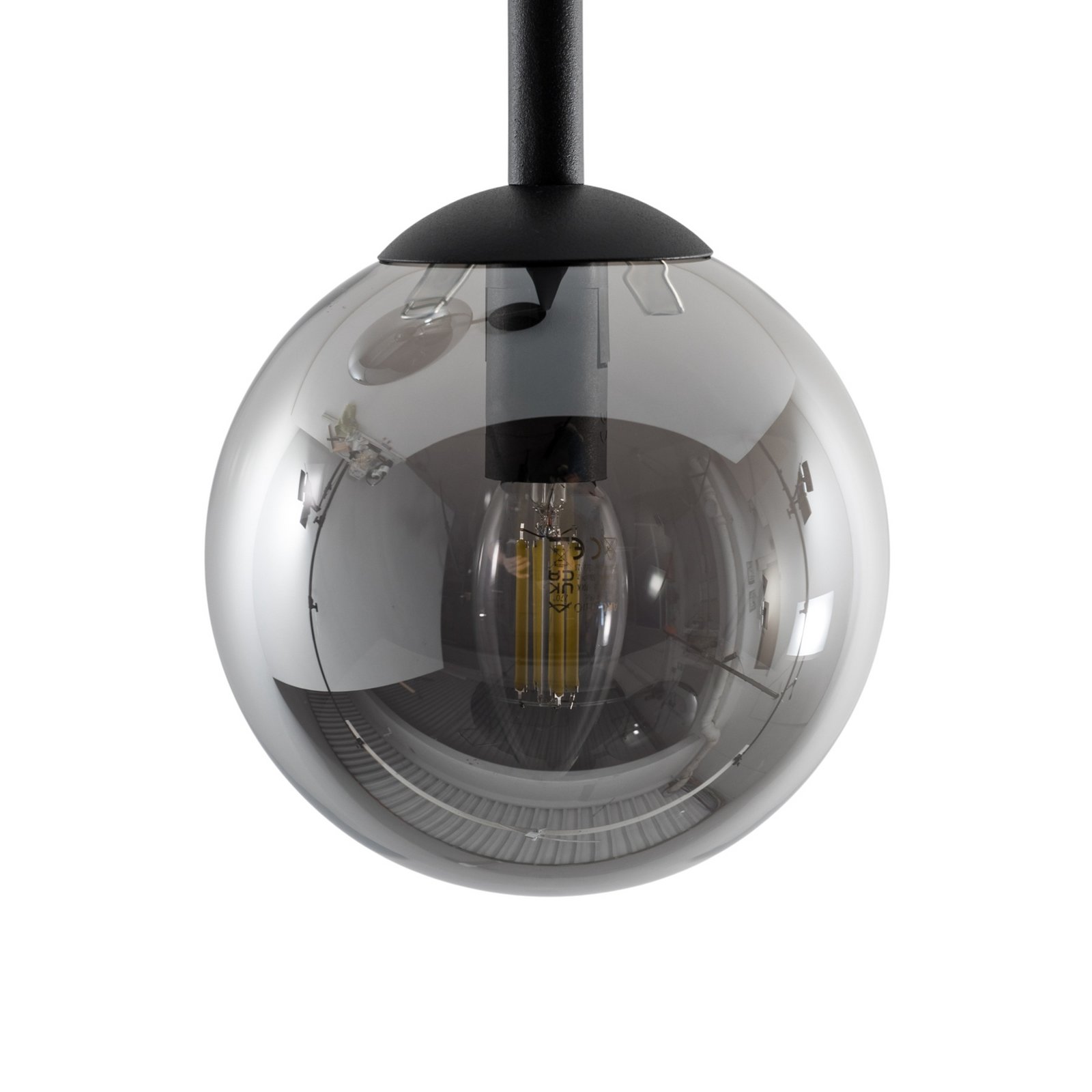 Atria ceiling lamp, smoke grey/black, height 76 cm, 2-bulb.