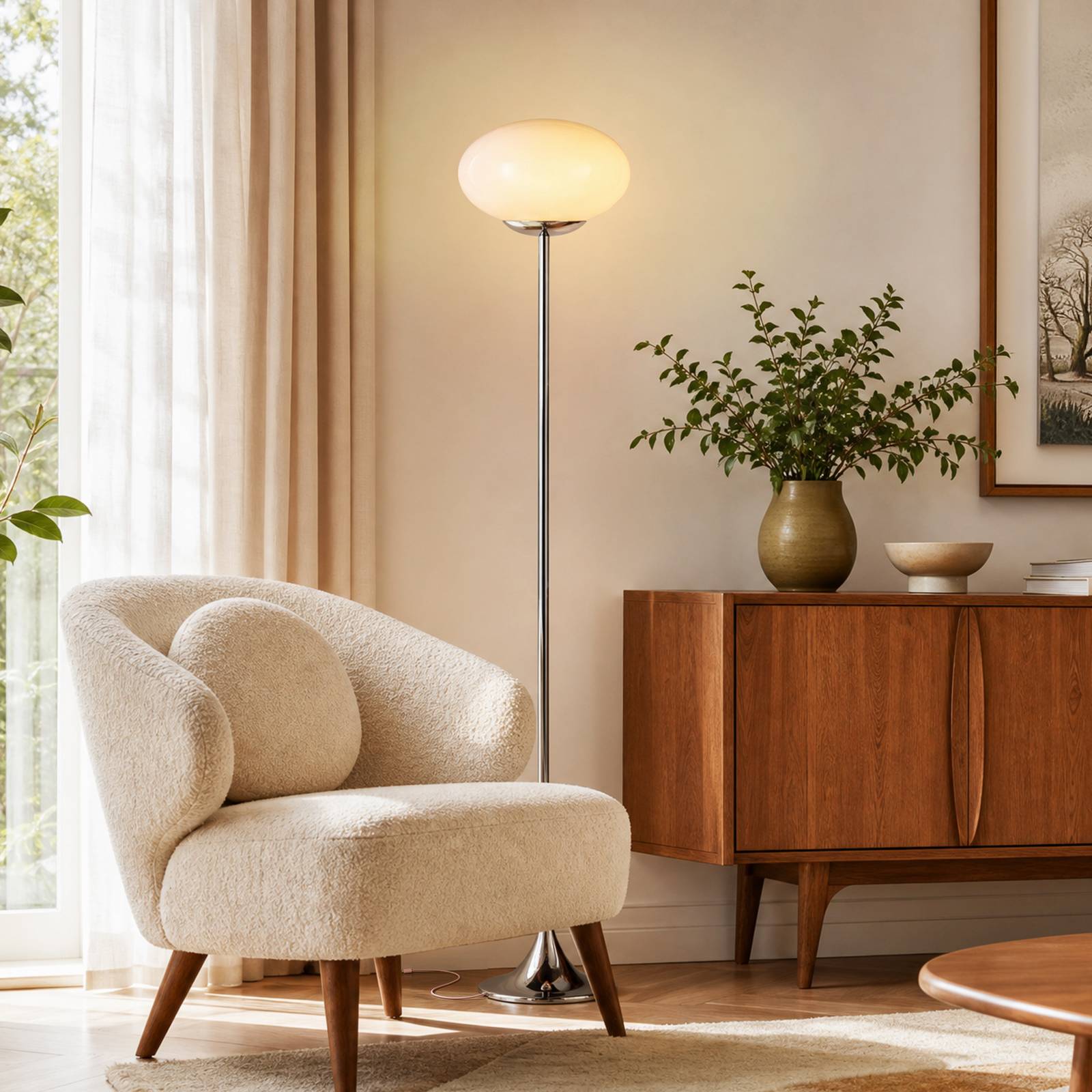 Lampa stojąca OSRAM Decor Forma, różowa/chromowana, wysokość 149 cm, szkło