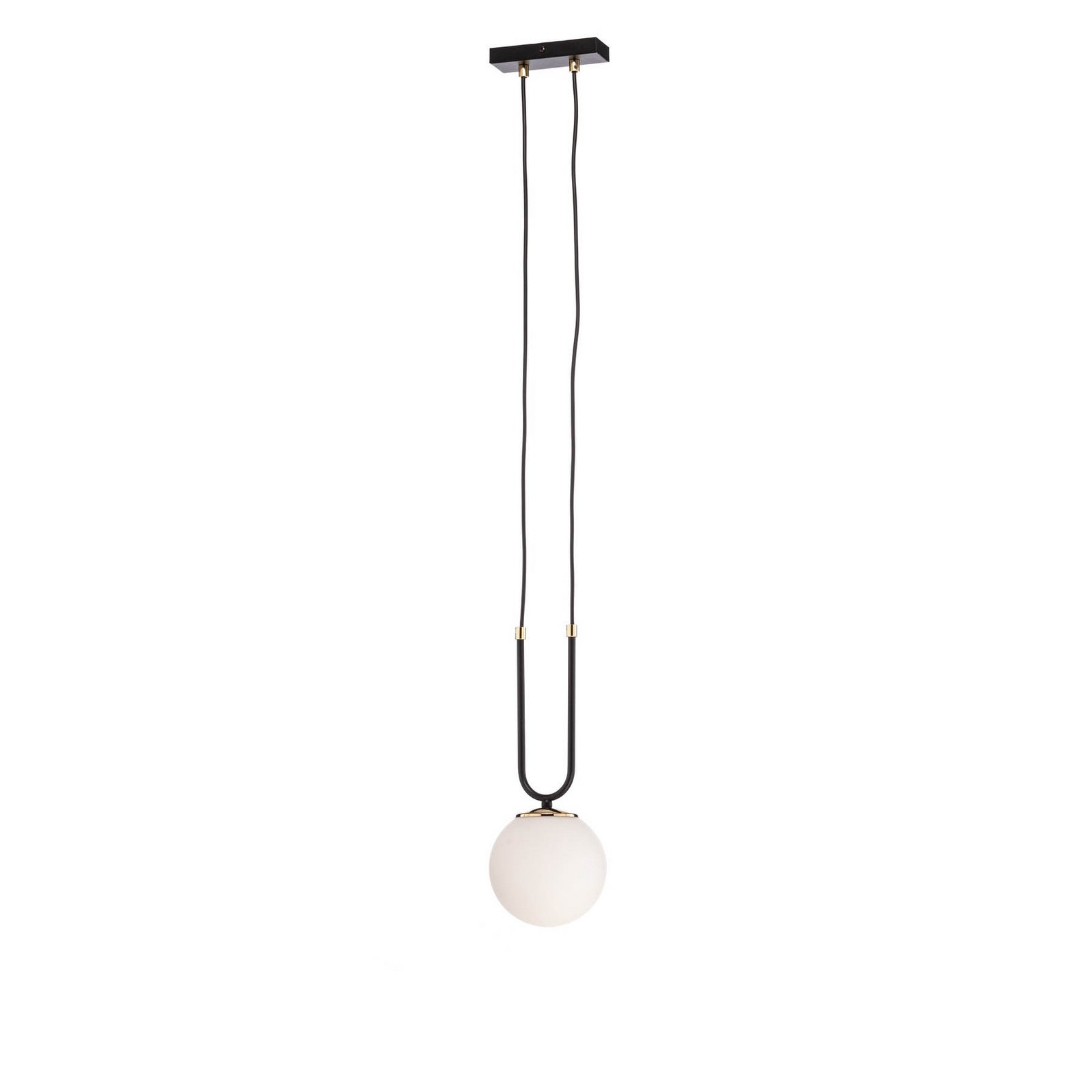 Glam hanging light, black/opal, one-bulb