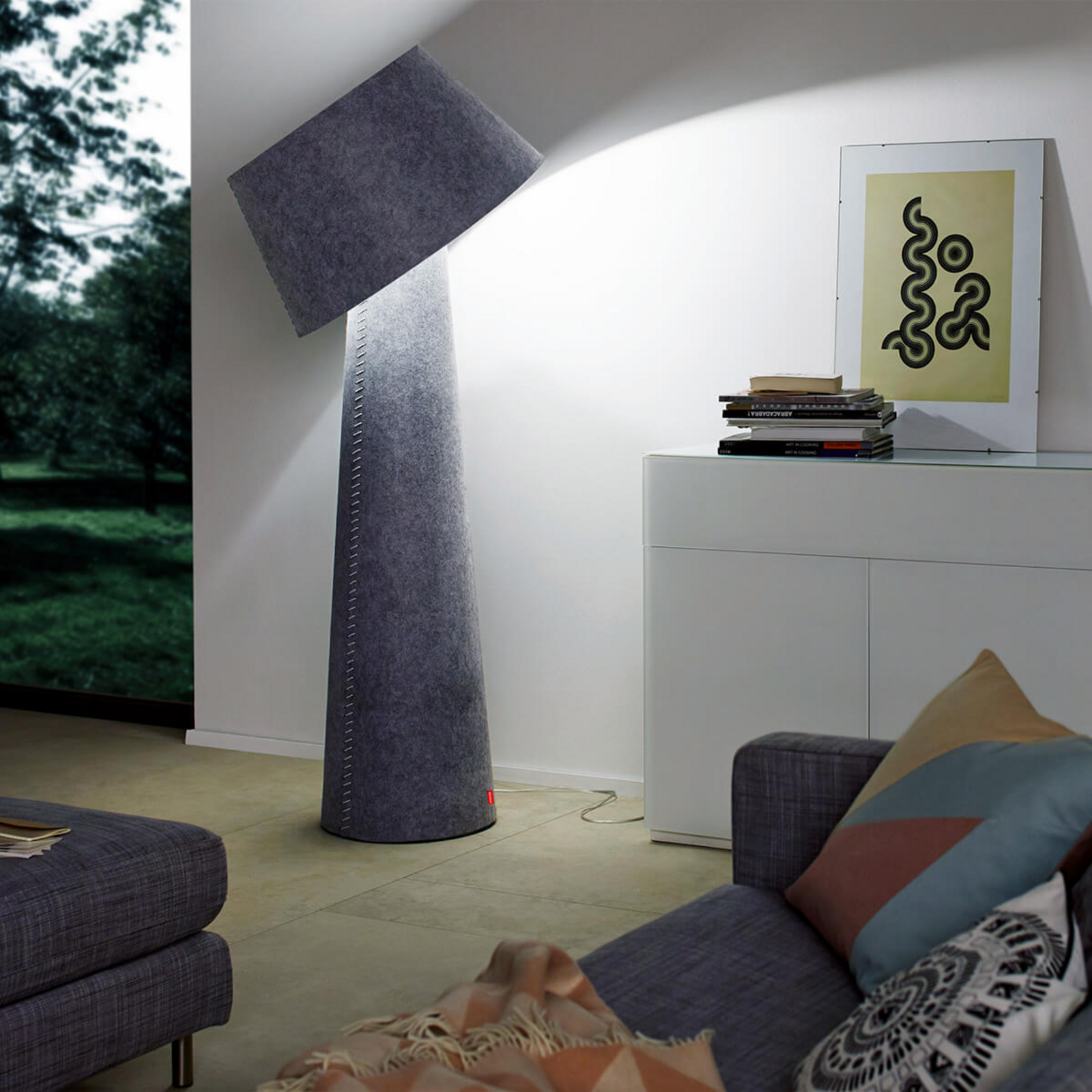 LED-Stehleuchte Alice XL aus grauem Filz kaufen | Lampenwelt.ch