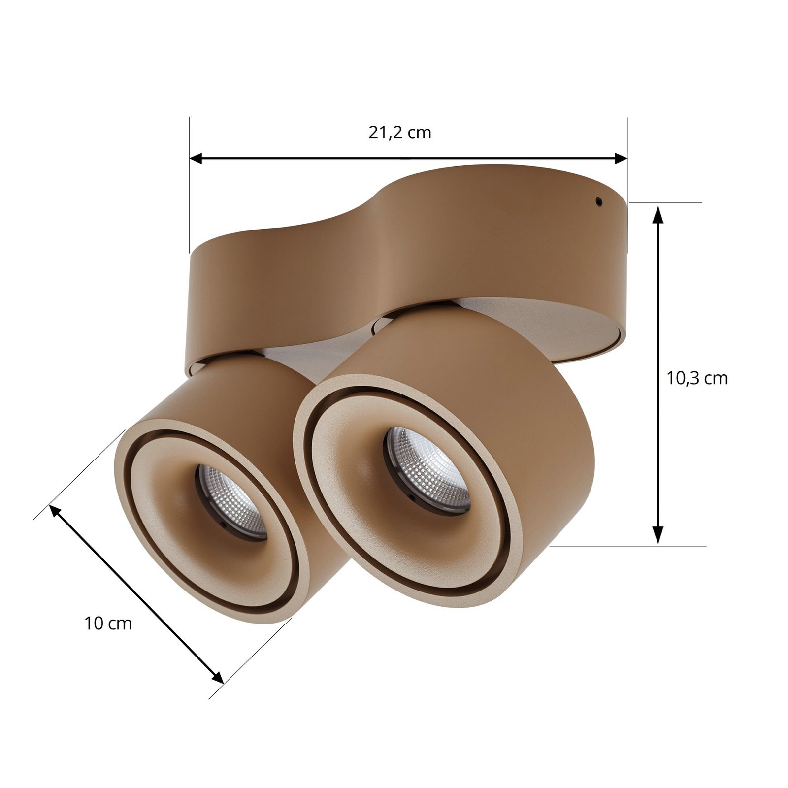 Arcchio LED ceiling spotlight Rotari, brown, 2-bulb, 8.9W