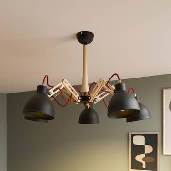 Skansen loftlampe, 5 lyskilder, justerbar, sort