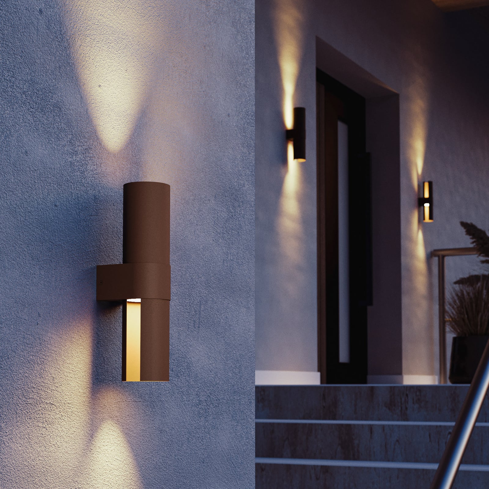 Montelauro LED vanjska zidna svjetiljka, boje hrđe, visine 32 cm, metalna