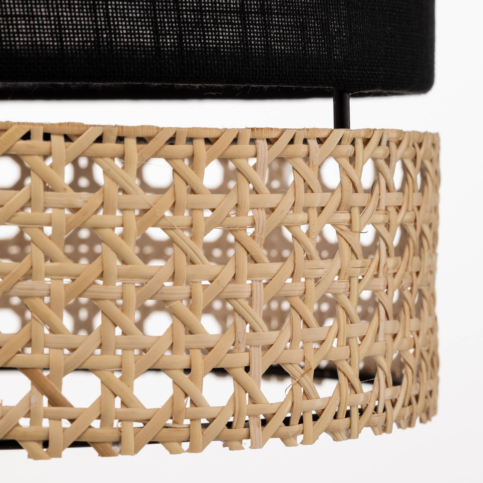 Lampa wisząca Paglia czarny/rattan 1-punktowa 20 cm