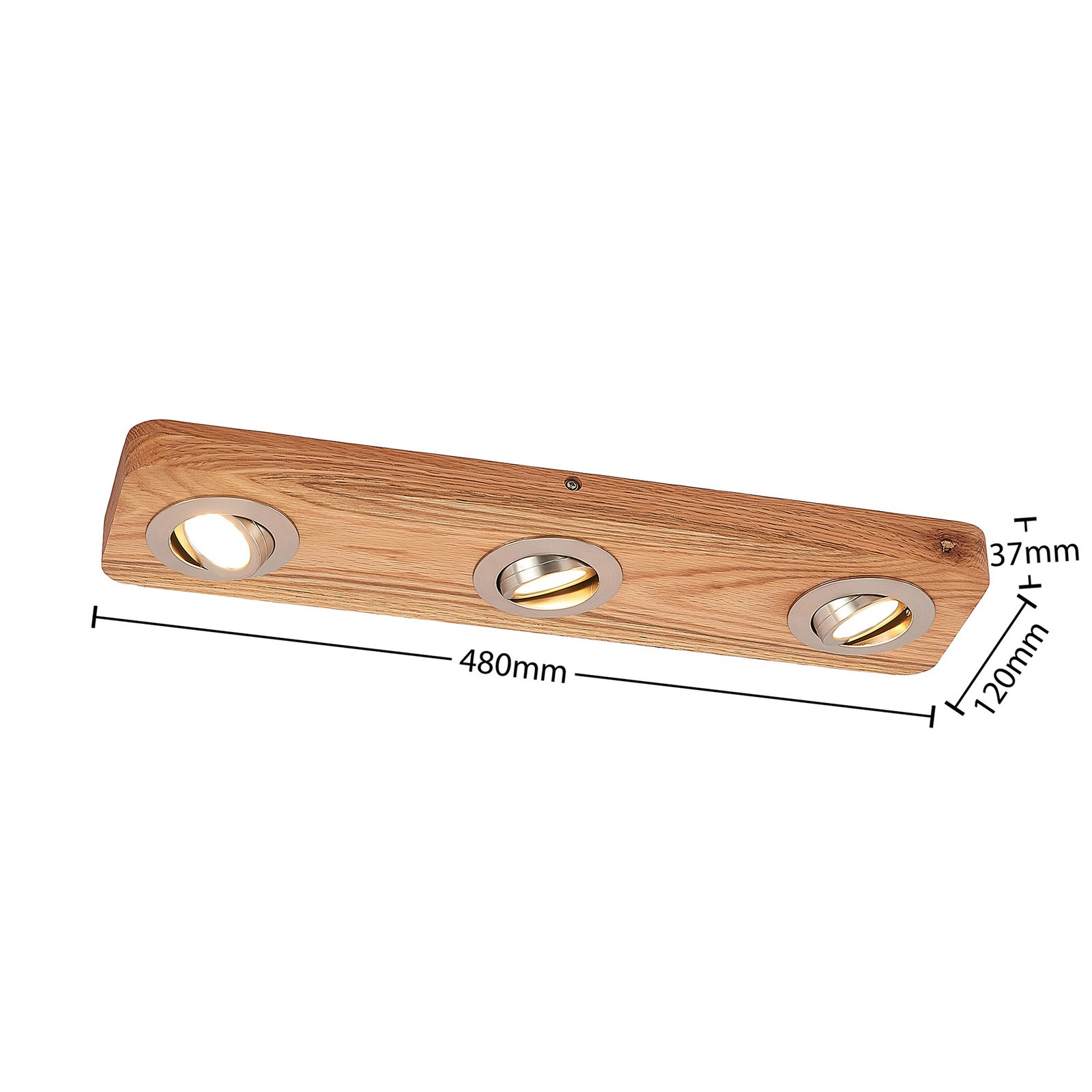 Lindby Mikari LED-Deckenleuchte aus Holz, 3-fl.
