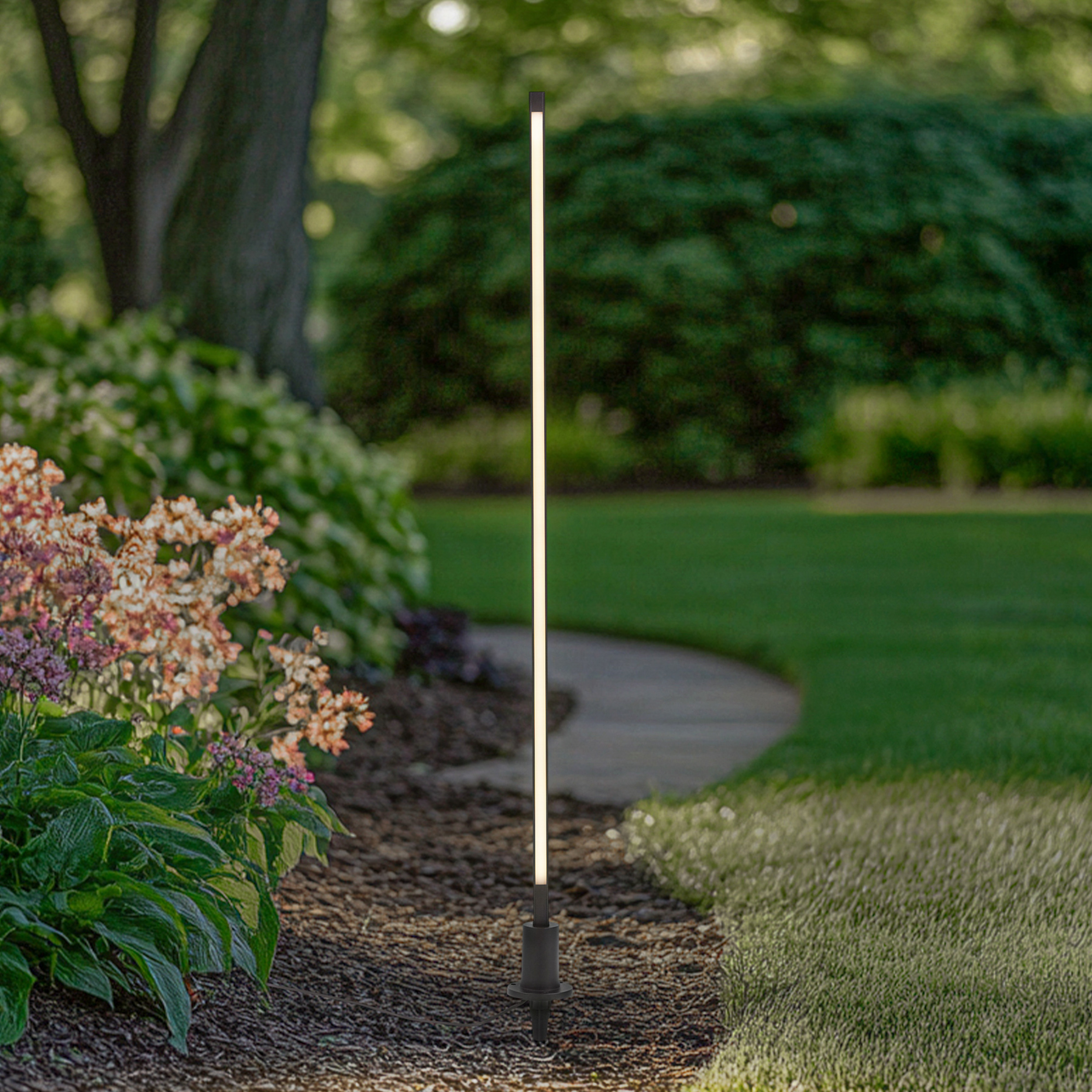Borne lumineuse LED Lindby Neano, 120 cm, noir, métal, IP65
