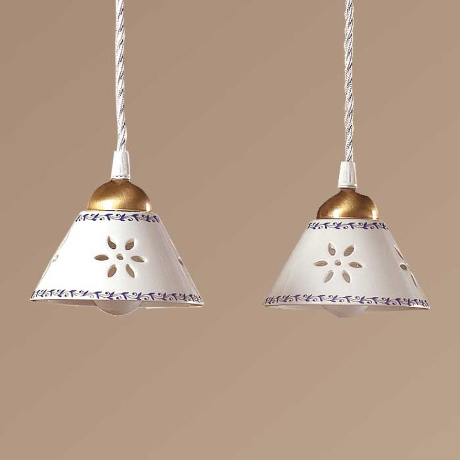Hanglamp NONNA van wit keramiek, 2-lichts