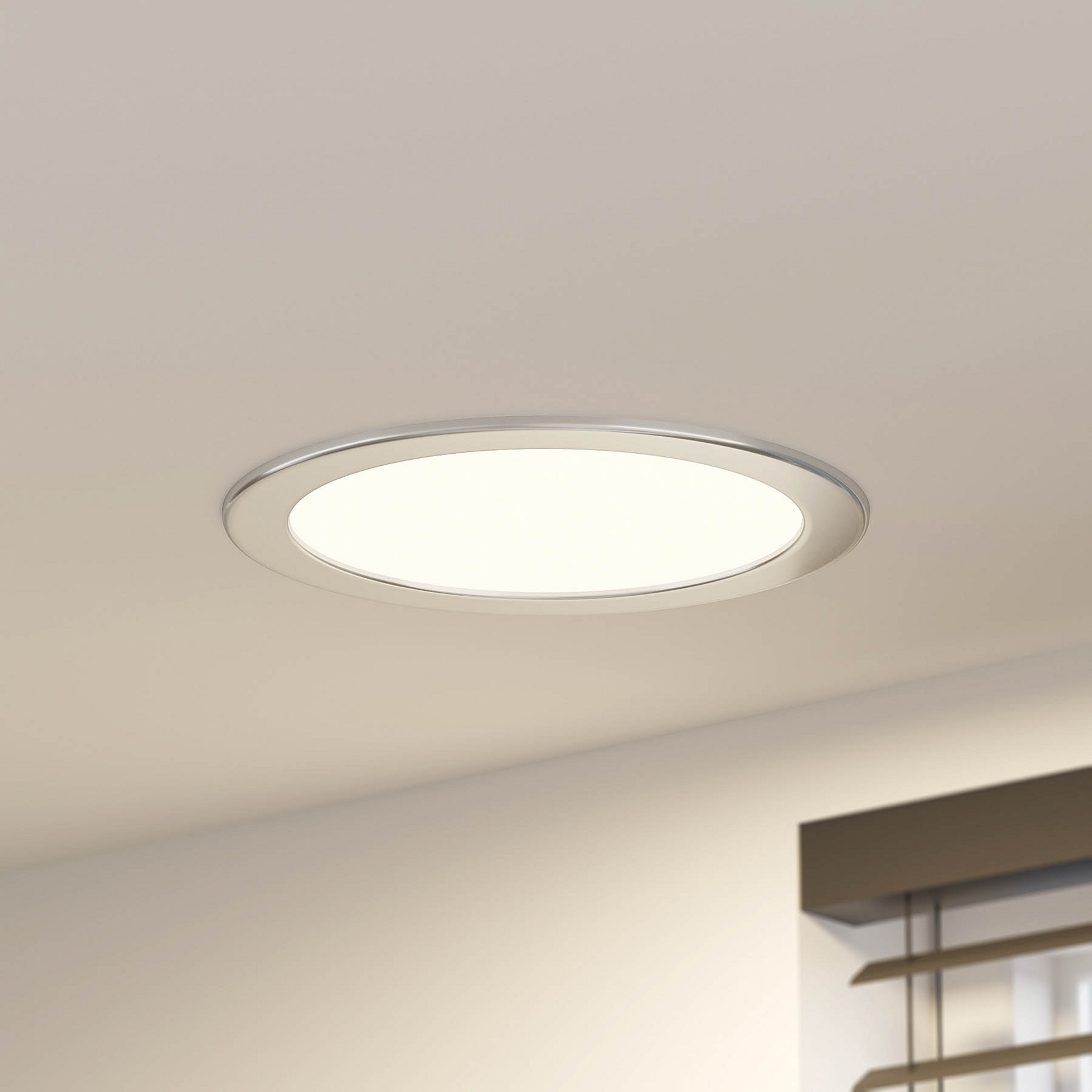Prios LED-Einbaulampe Cadance, silber, 24 cm, CCT, IP44