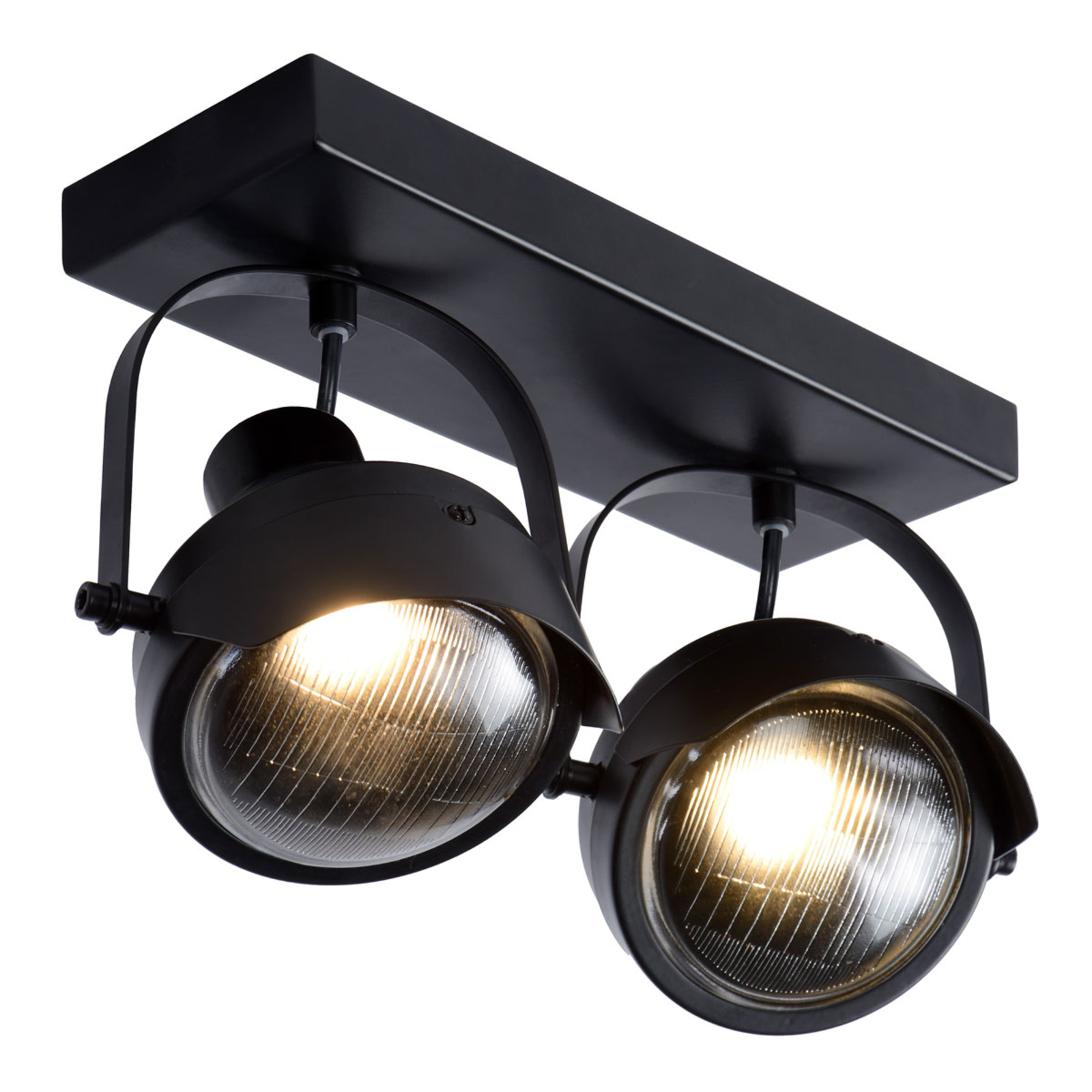 Lucide Cicleta ceiling spotlight, black, two-bulb, for Living / Dining Room, metal, GU10, 35 W, energy efficiency: A++, L: 32.5 cm, W: 14.5 cm, H: 19 cm