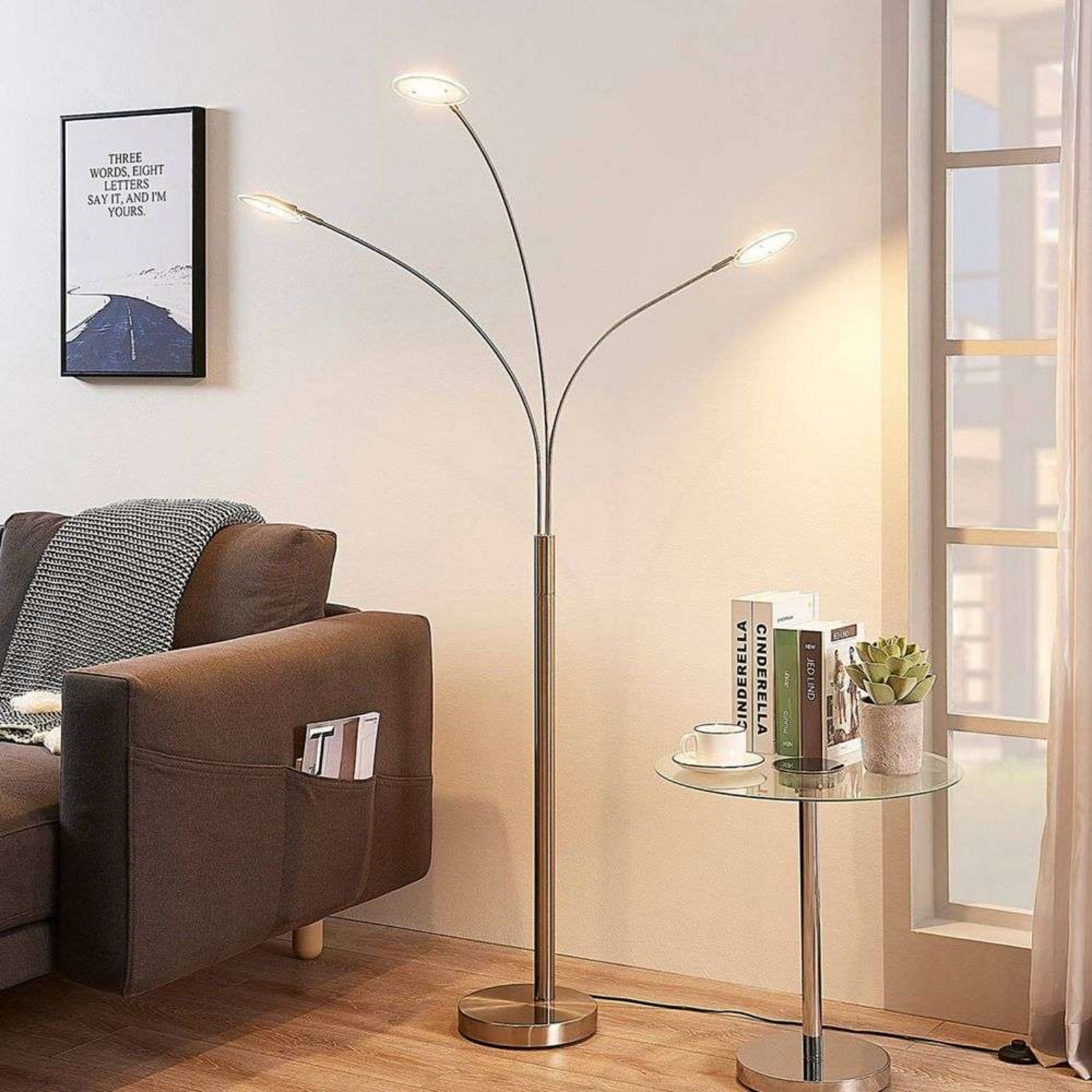 Anea 3 Lampadar Nickel/White - Lindby