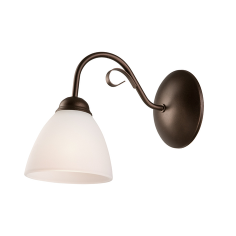 Vegglampe Adoro med glasskjerm, brun