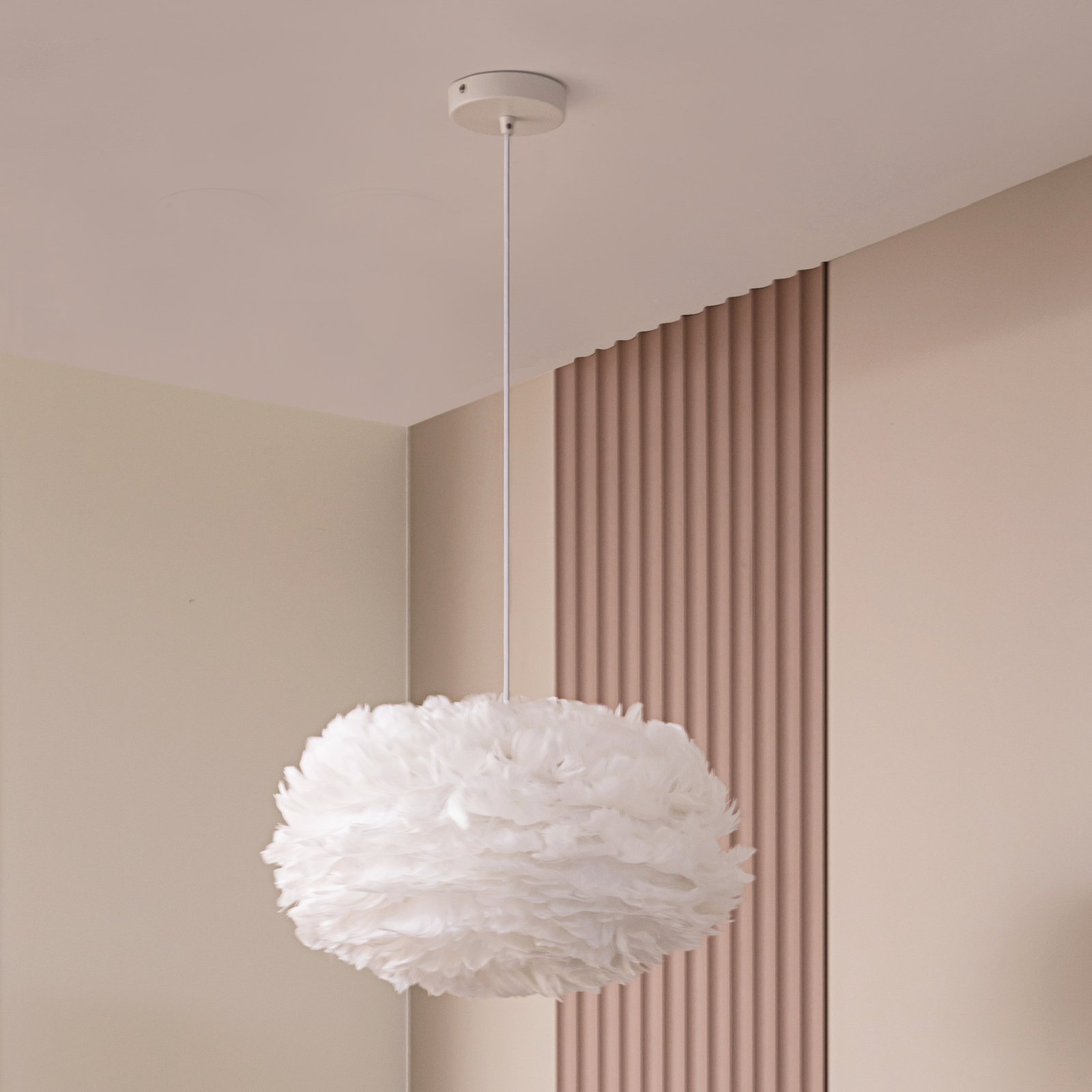 Lindby hanglamp Heven, Ø 50 cm, wit, kunststof, E27