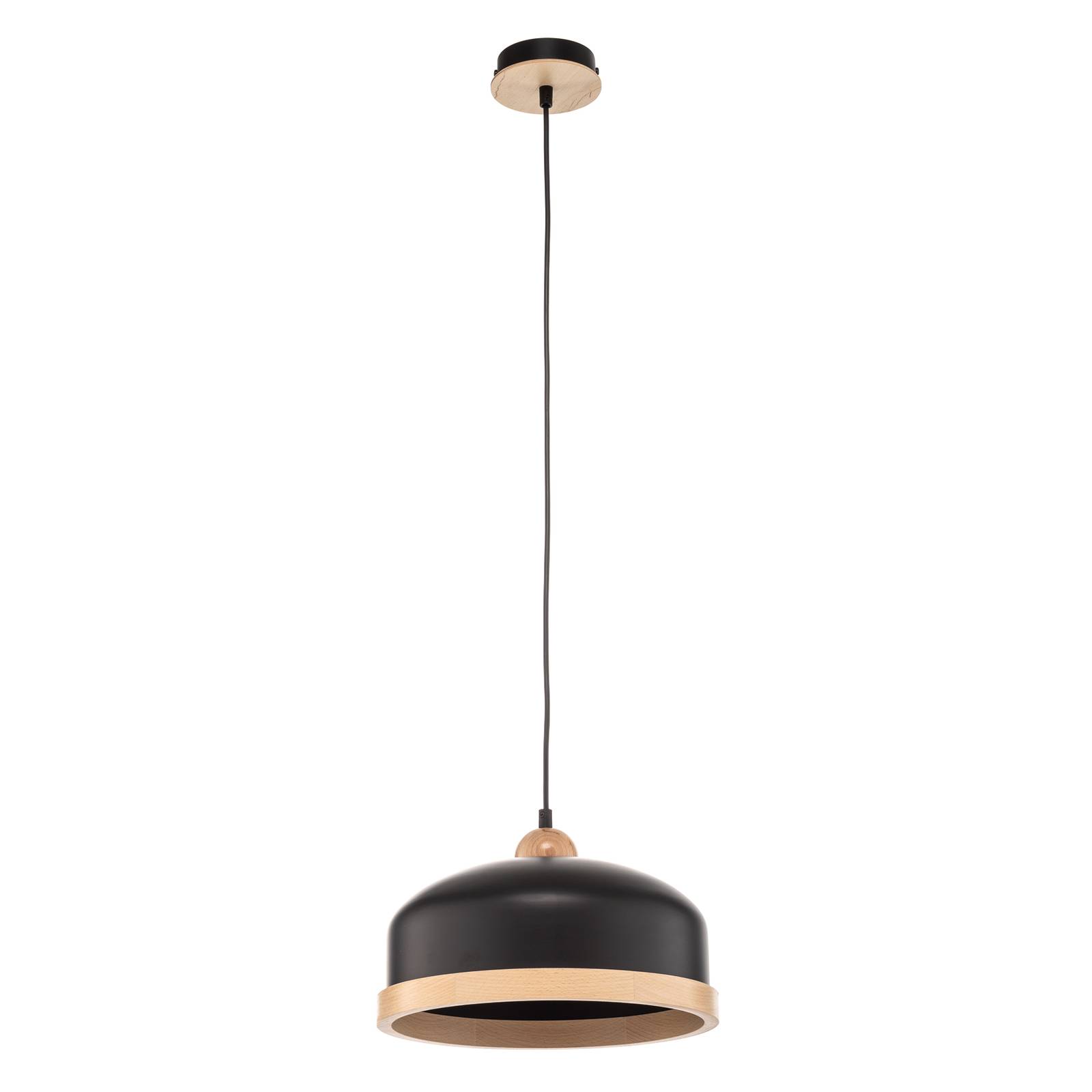 Suspension Studio décor bois 1 lampe noire