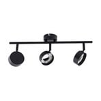 Lindby Strahler Jyla, schwarz, Linse, 3.000 K, 3-flg., GX53