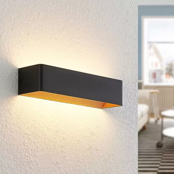 Lampenwelt Arcchio Karam LED-Wandleuchte, 36,5 cm, schwarz