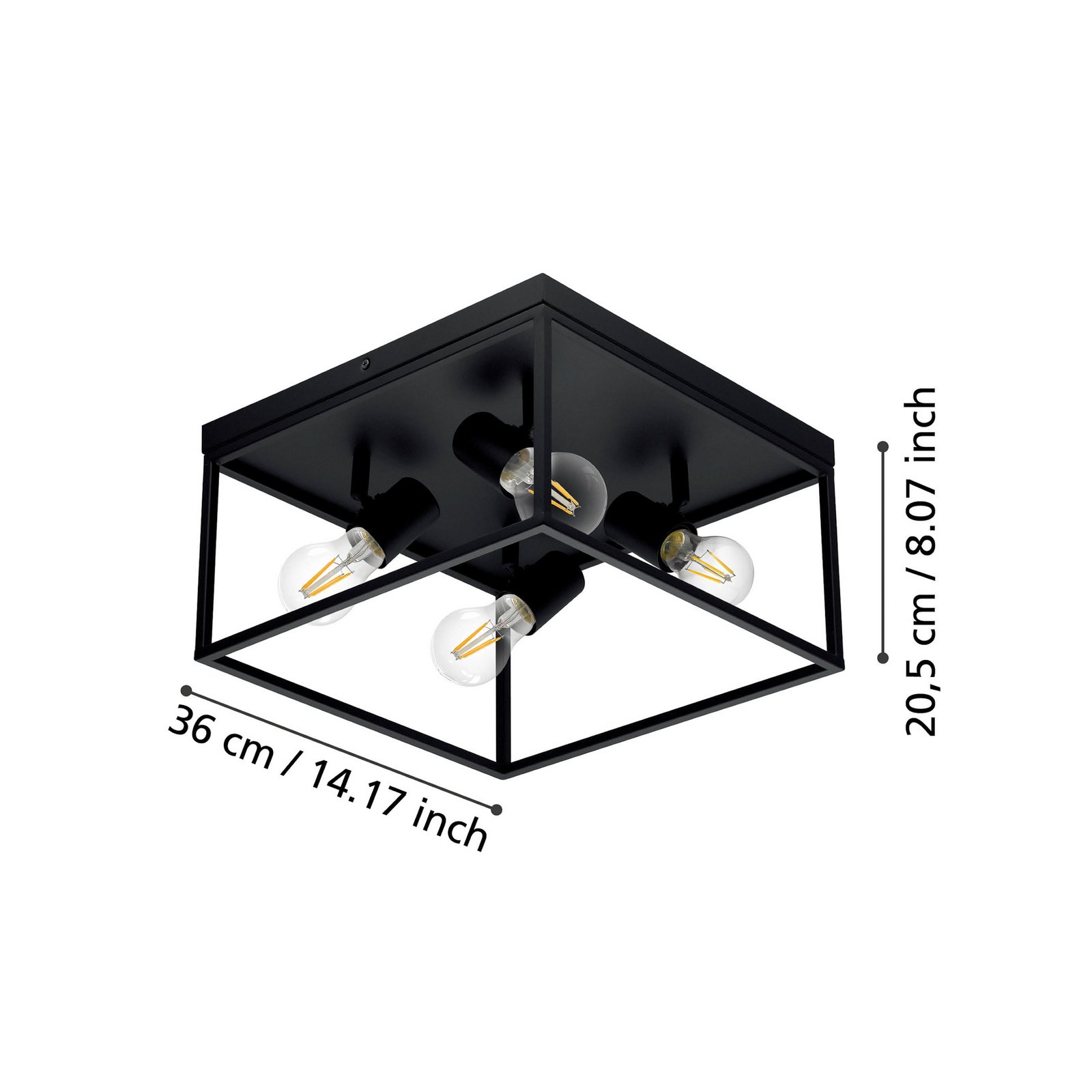 Plafoniera Silentina a 4 luci, 36x36cm Plafoniera Silentina a 4 luci, 36x36cm