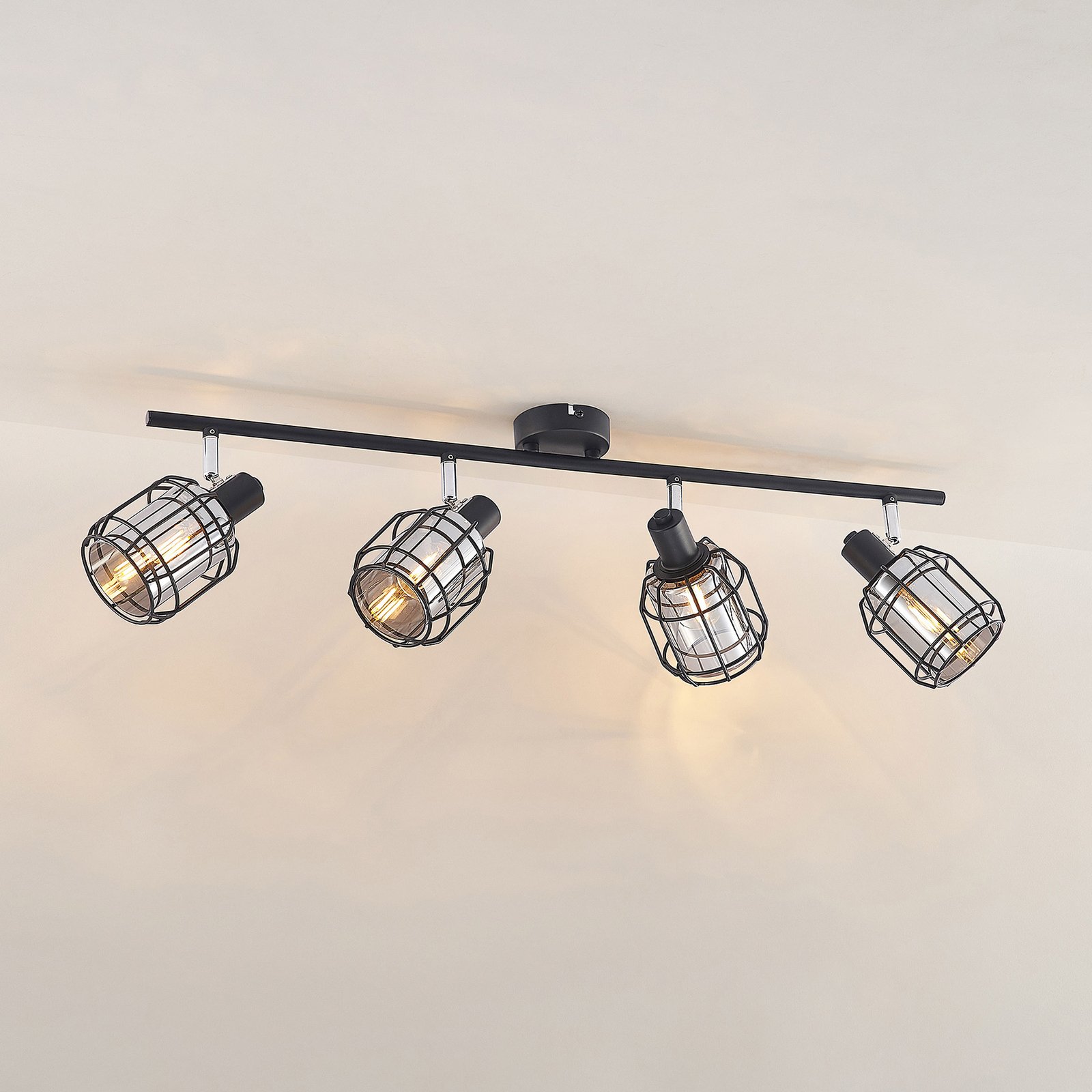 Lindby Sifala spot plafond, verre fumé, 4 lampes