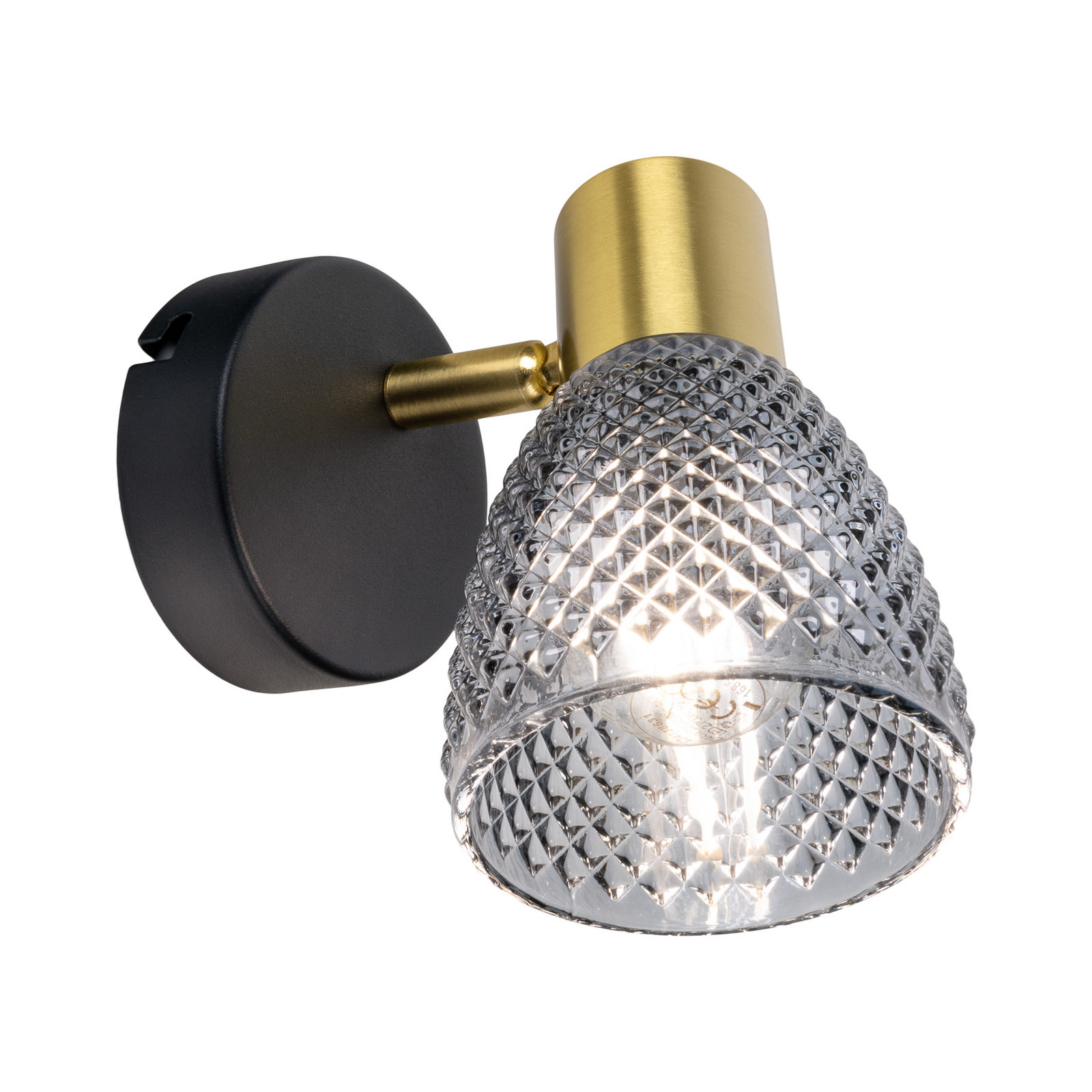 Candeeiro de parede Lindita, vidro, cinzento fumado, E14, orientável Candeeiro de parede Lindita, vidro, cinzento fumado, E14, orientável