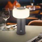 Juna LED rechargeable table lamp, anthracite, IP44, dimmable, 20 cm