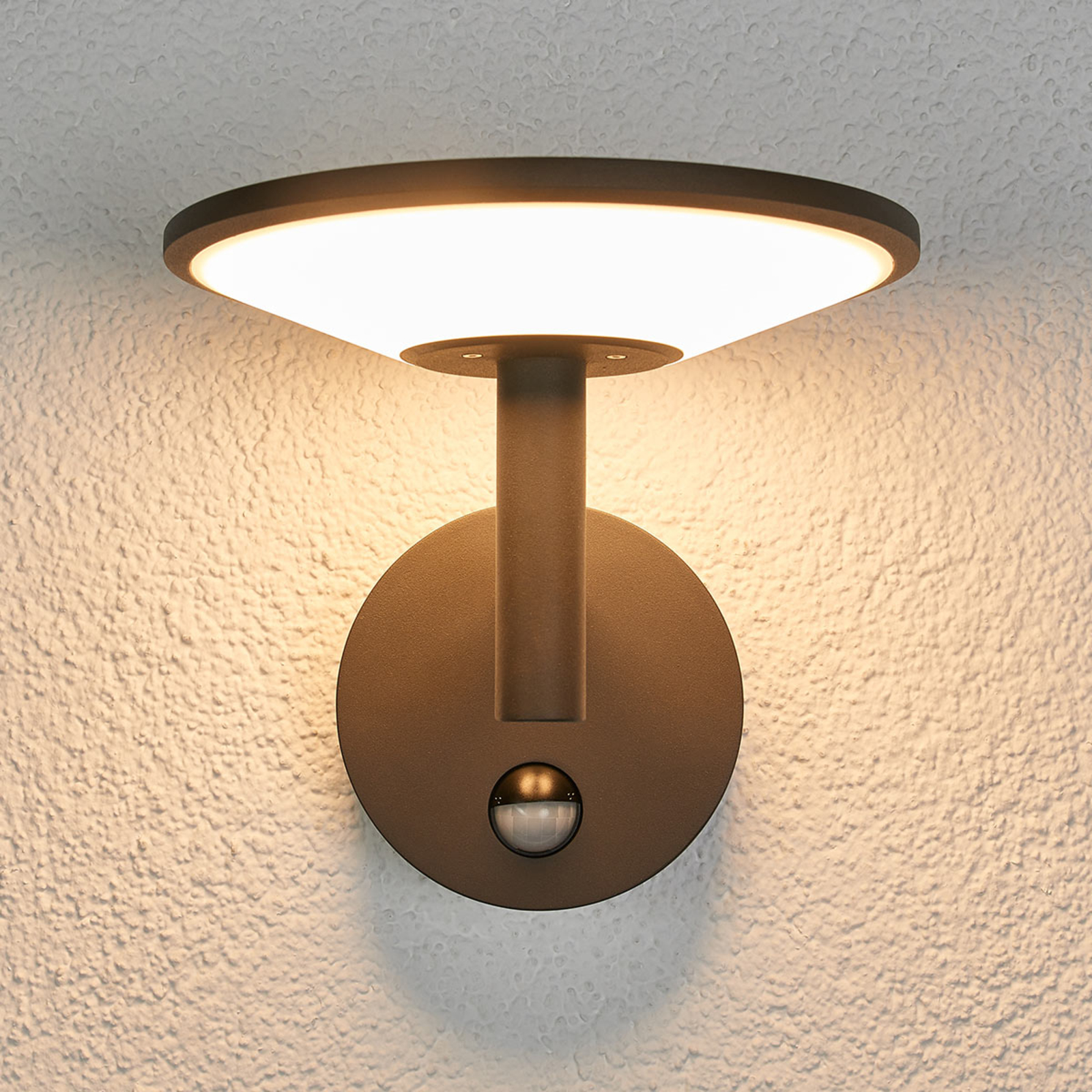 Fenia Outdoor Wall Lamp w/Sensor Anthracite/Opal - Lucande
