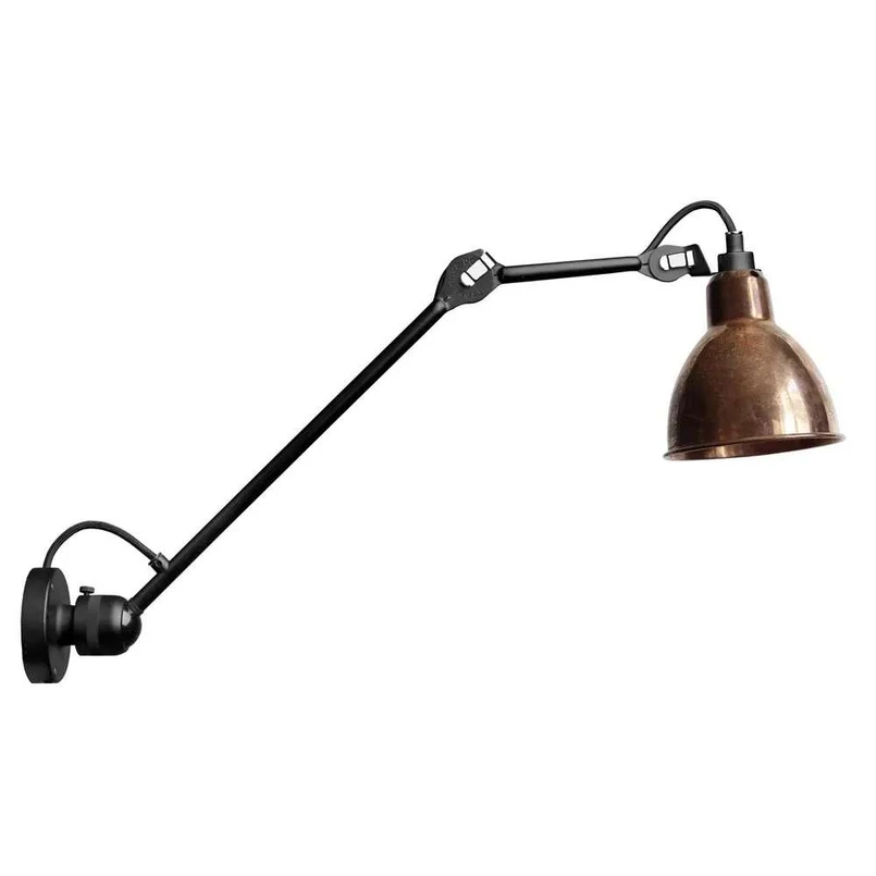 Lampe Gras – 304L40 Vägglampa Svart/Raw Koppar