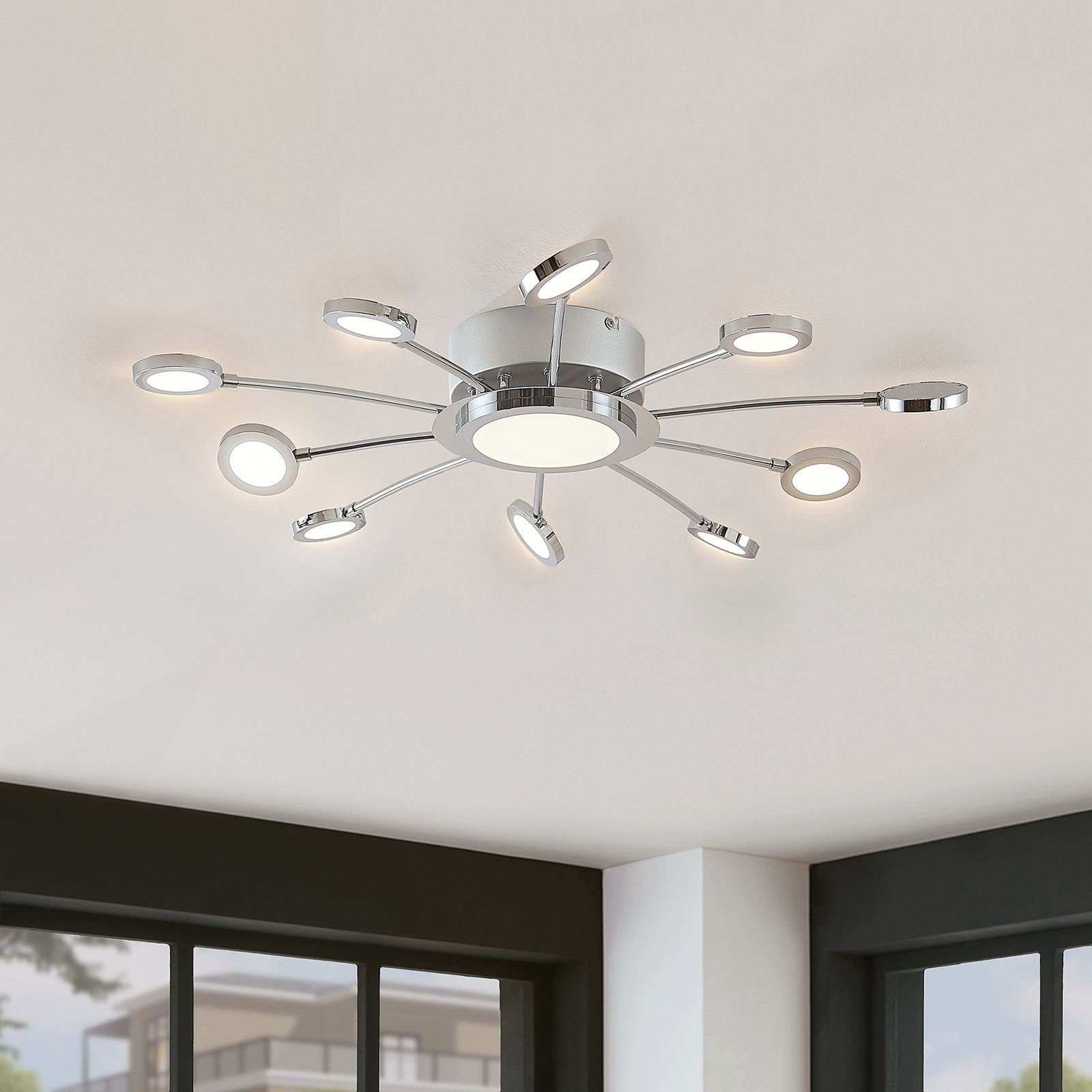 Lindby Plafonieră cu LED cromată Meru CCT - Camera de zi / sufragerie - modern - crom alb - Metal