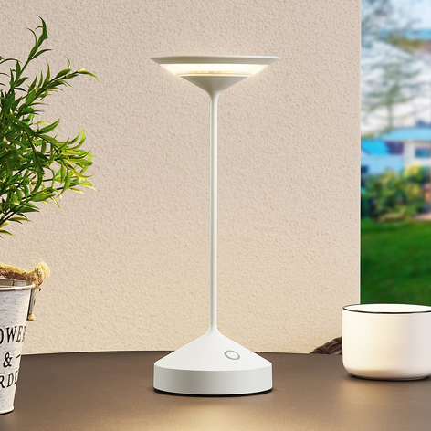 Lucande Raminum LED-Tischlampe für außen, weiß