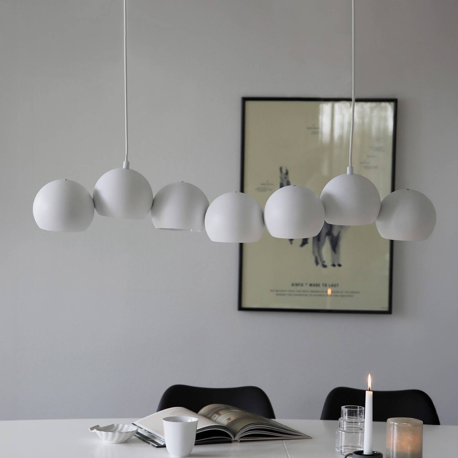 Hängeleuchte Cupolo, weiß, Eisen, Länge 101 cm, 7-flammig günstig online kaufen